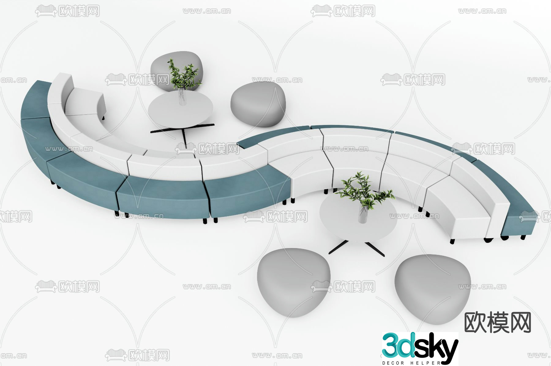 Lobby sofa public sofa office sofa 3d model