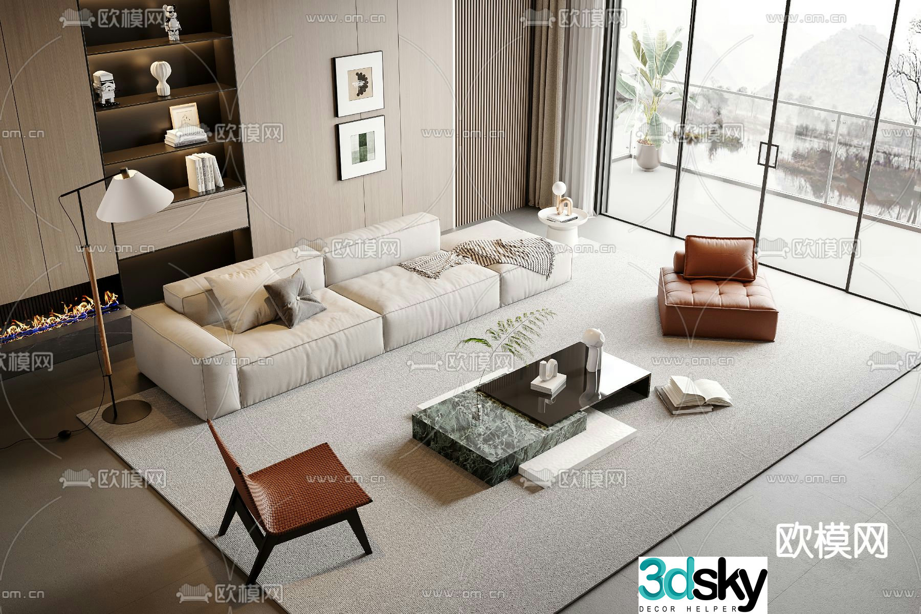 Modern sectional sofa 3d model