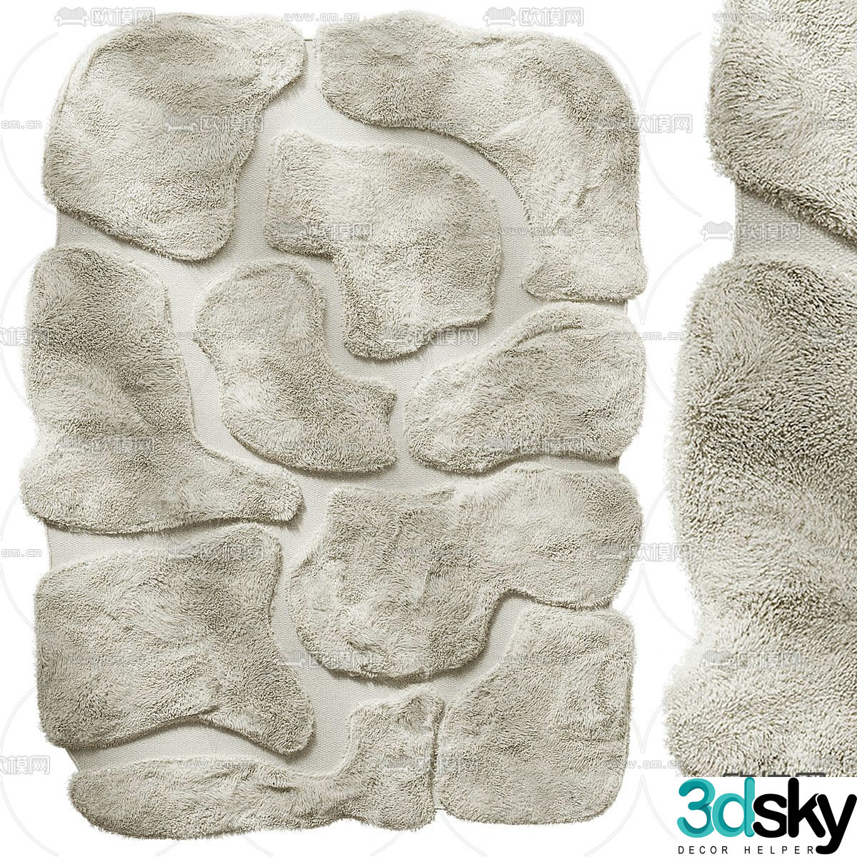 Plush carpet Irregular carpet 3d model