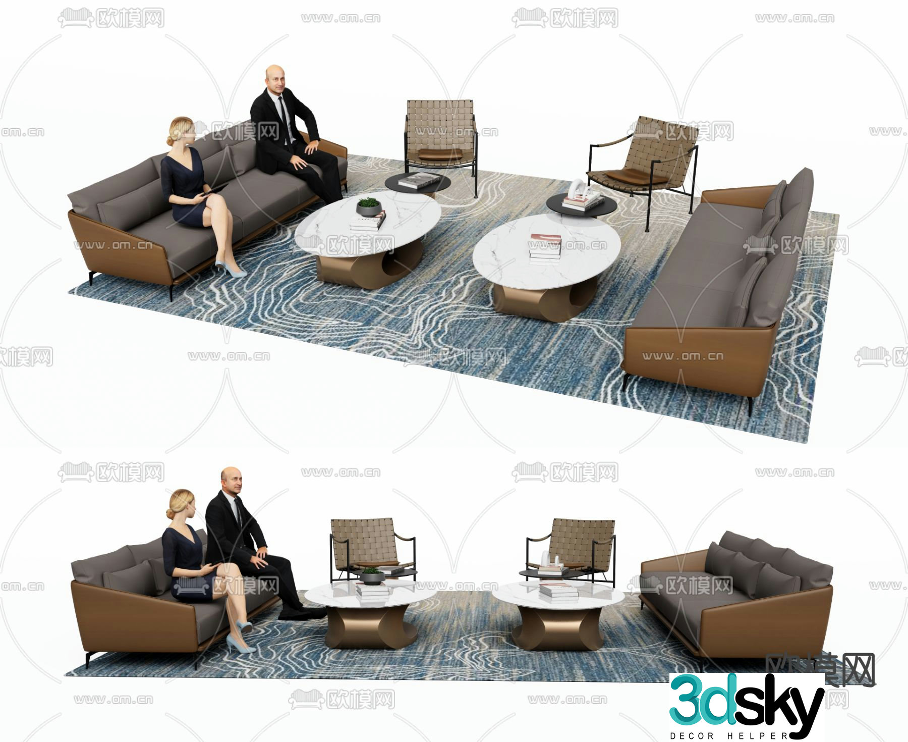 Office sofa modular sofa 3d model