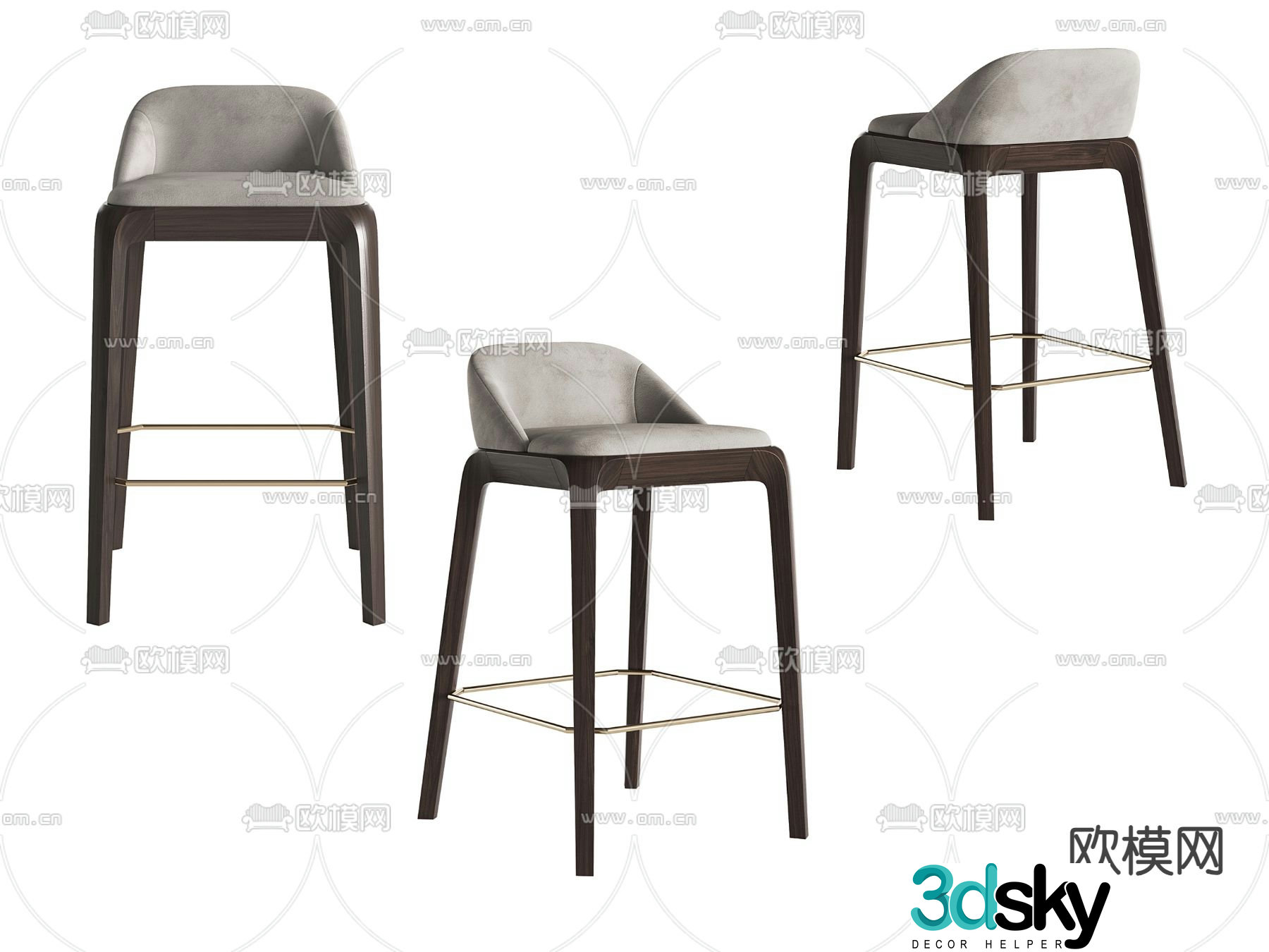 Modern bar stool bar stool high stool 3d model