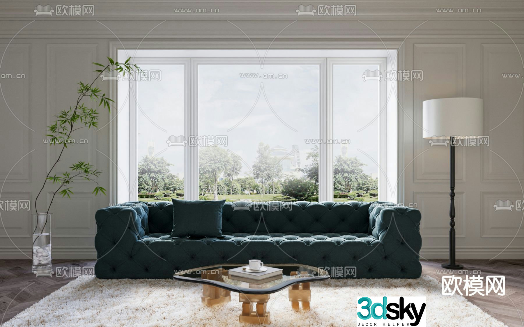 Simple European multi-person sofa 3D model