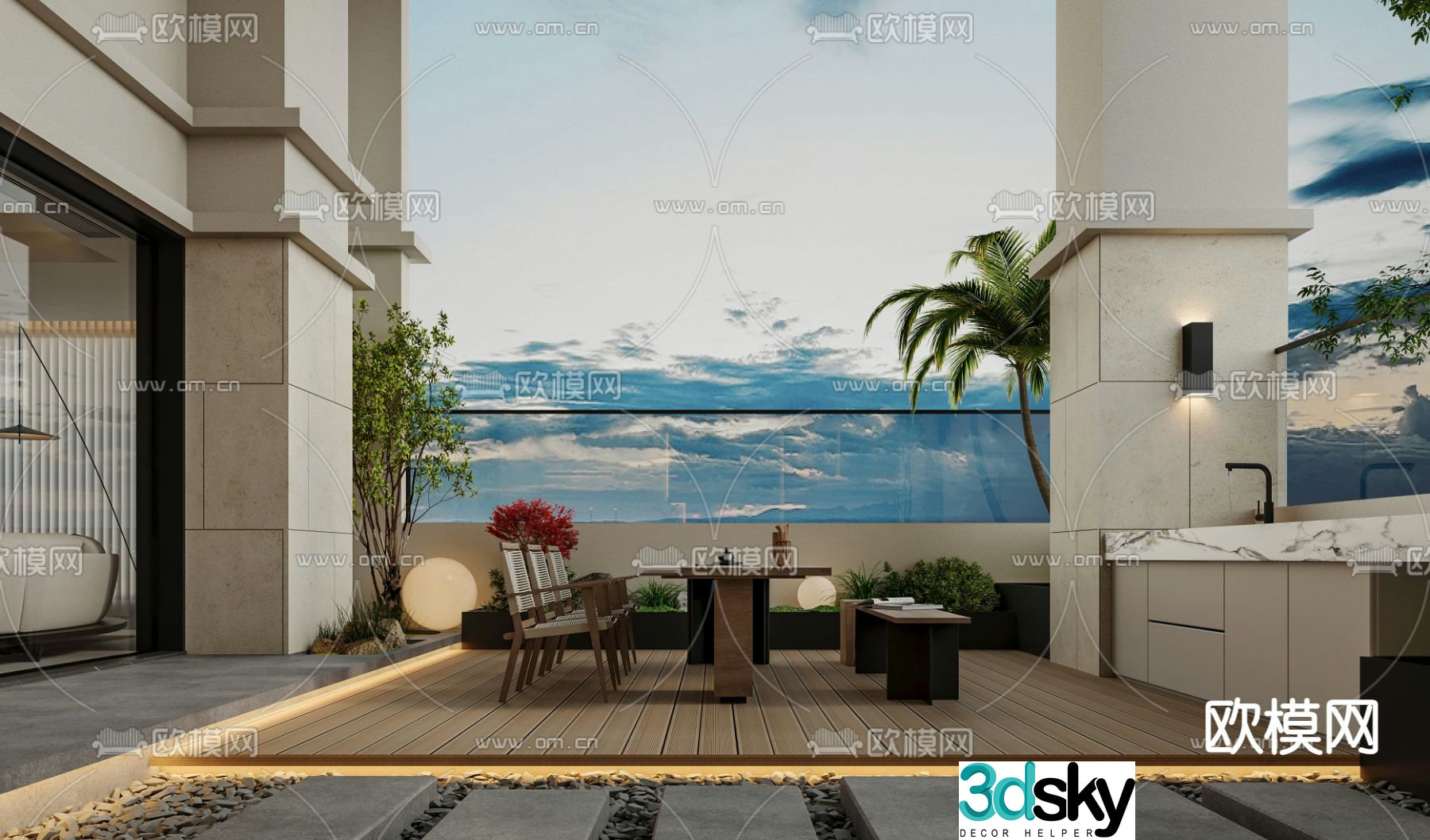 Roof Garden Terrace 3d model