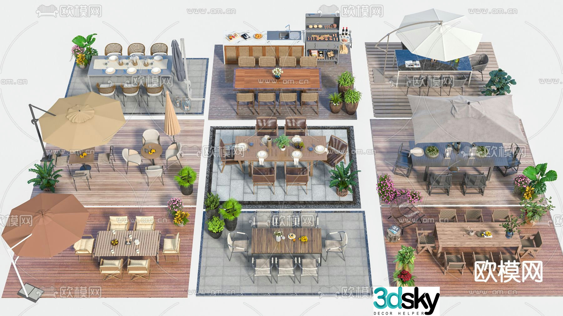 Outdoor table and chairs dining table and chairs 3d model