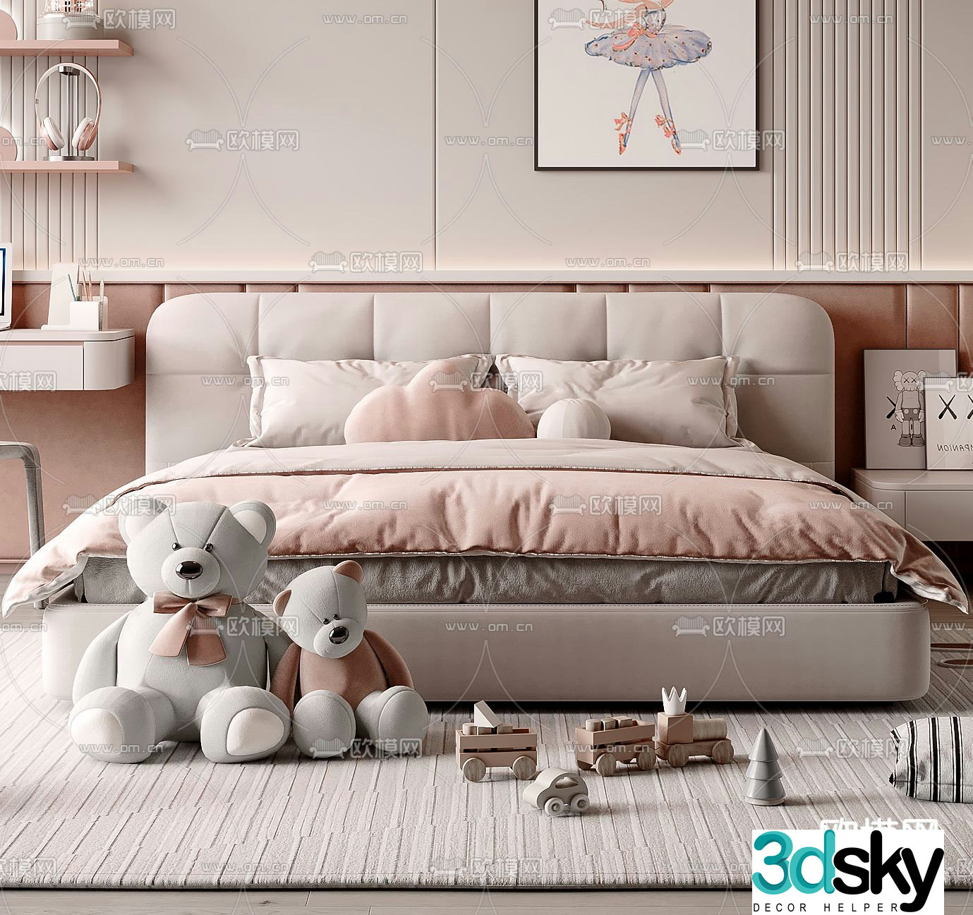 children’s bed double bed child’s bed 3d model