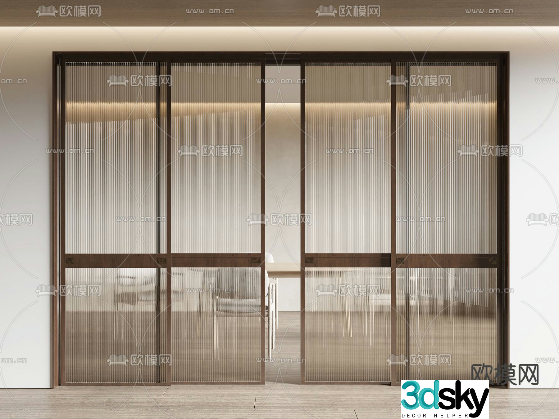 Changhong glass door sliding door kitchen and bathroom door 3d model