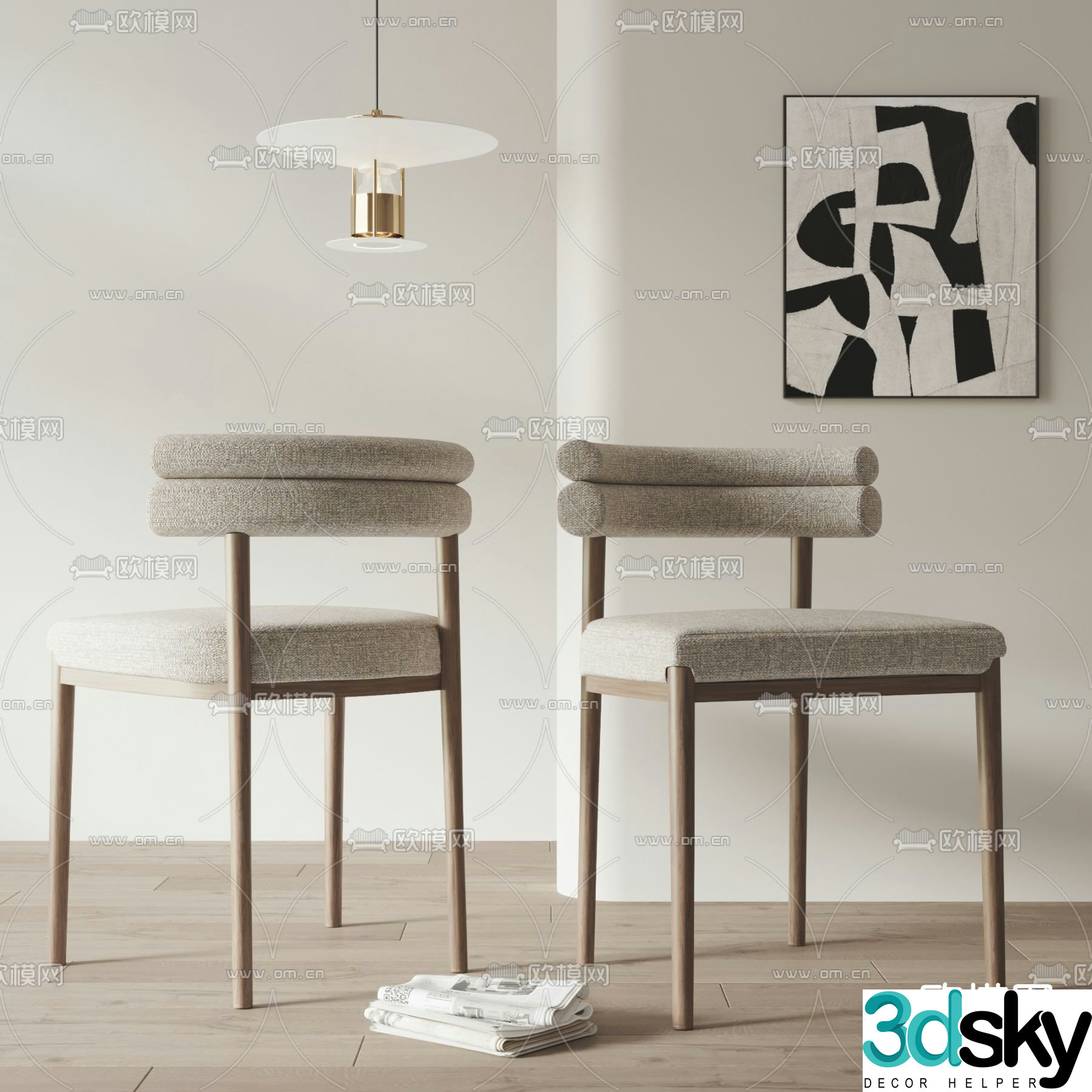 Wabi-sabi chair dining chair 3d model