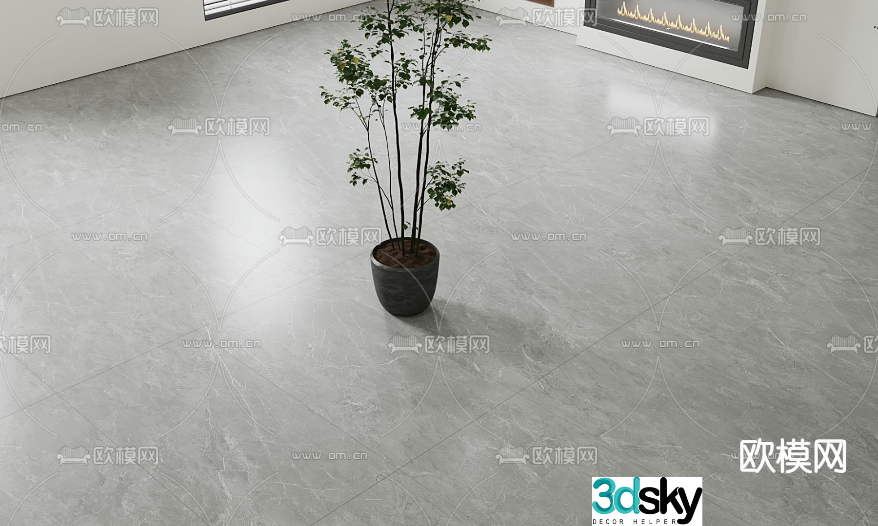 Light gray floor tiles ceramic tile 3d model