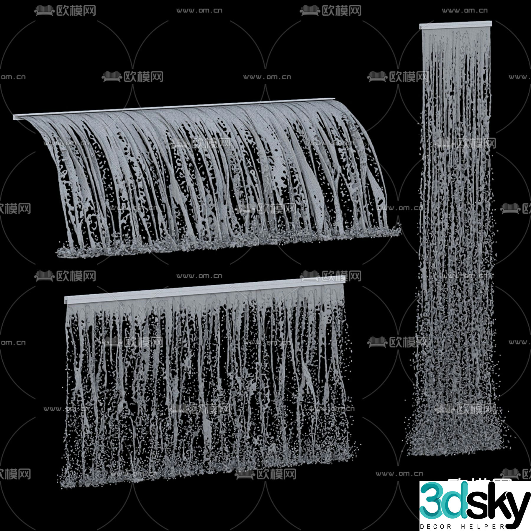 Modern flowing water waterfall waterscape 3d model
