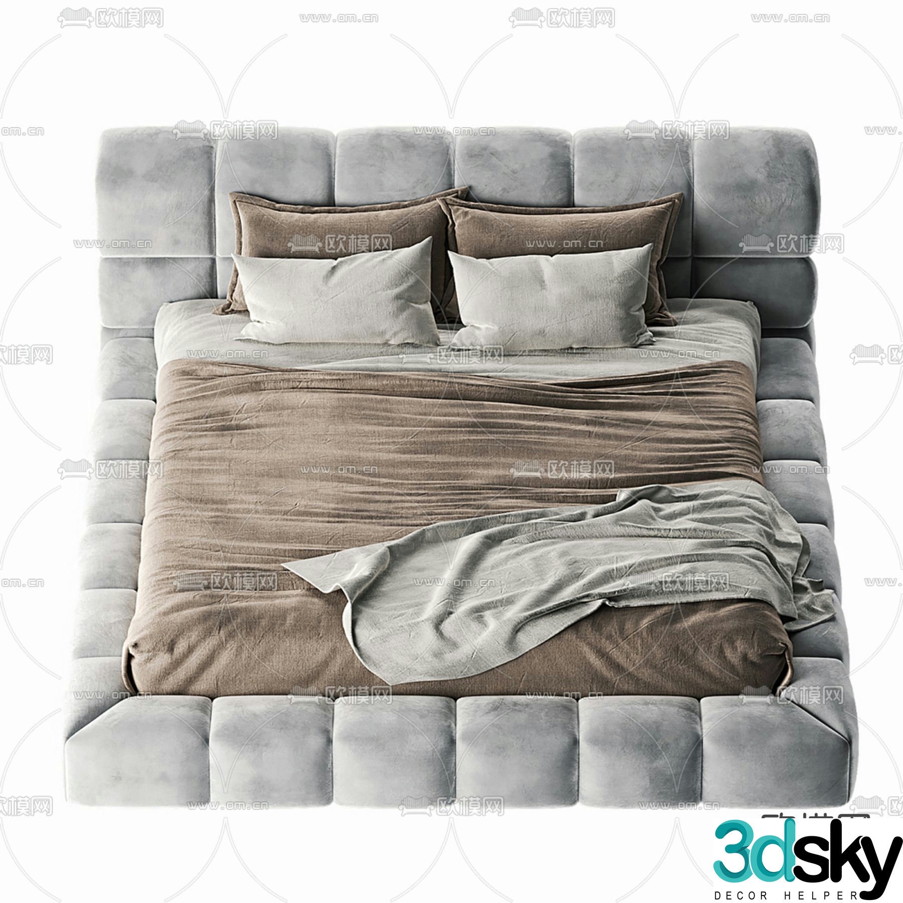 Modern double bed 3d model