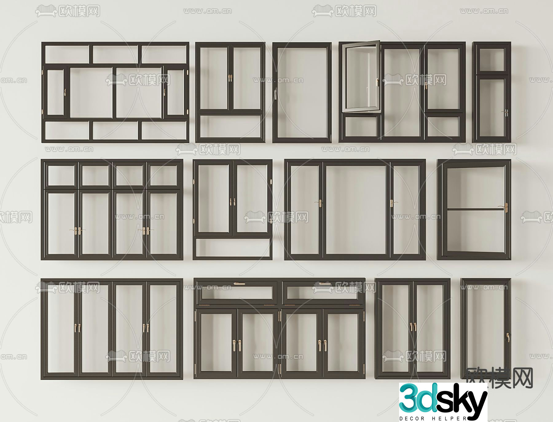 Aluminum alloy window casement window balcony window floor-to-ceiling window folding window 3D model