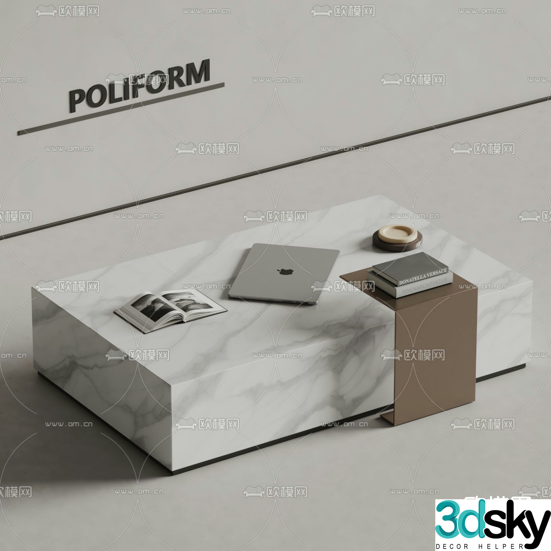 Marble coffee table square coffee table 3d model