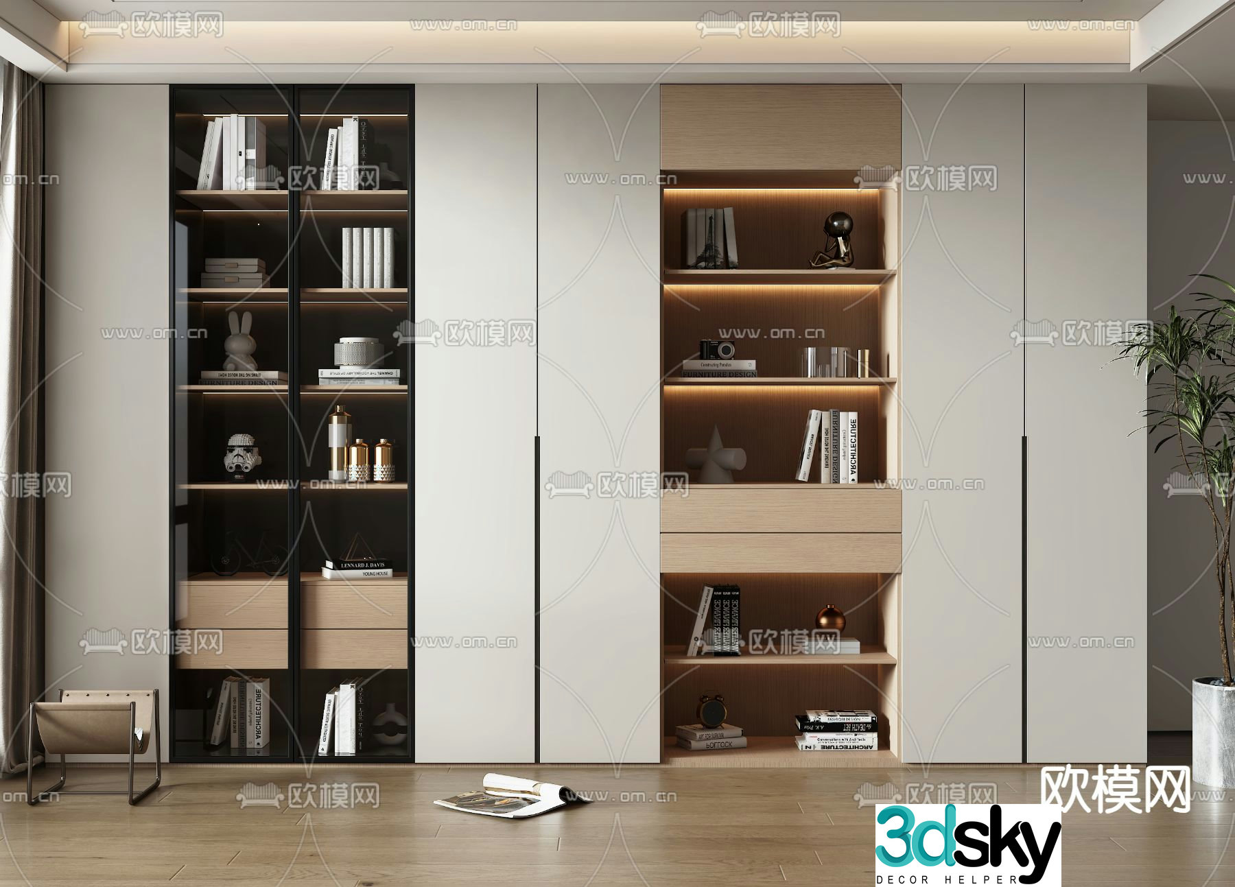 Modern bookcase display cabinet 3d model