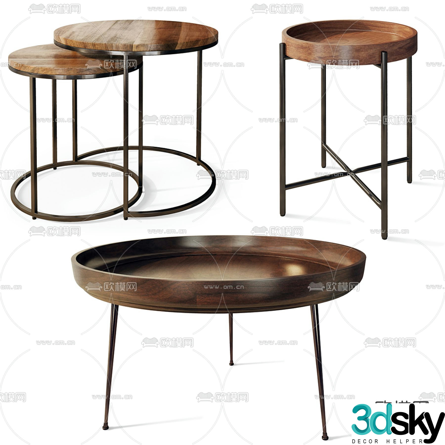 Round table side table angle table 3D model