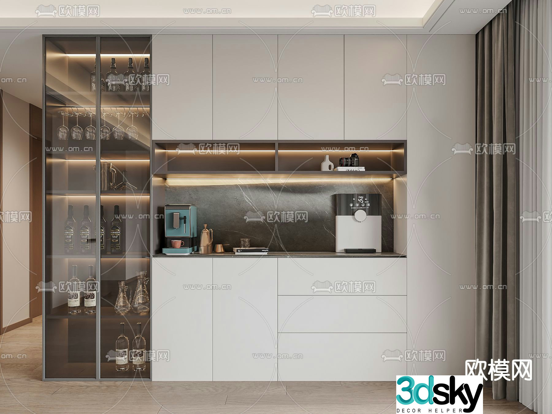 Modern wine cabinet sideboard 3d model