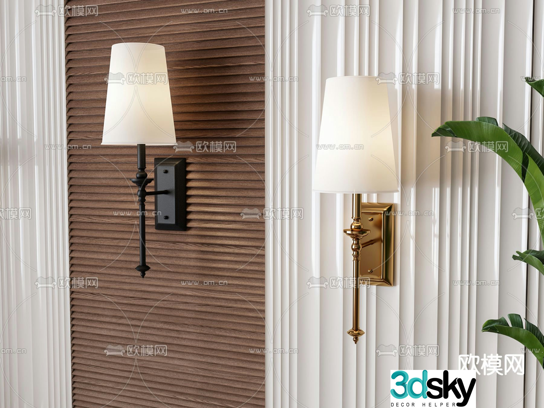 American wall lamp 3d model