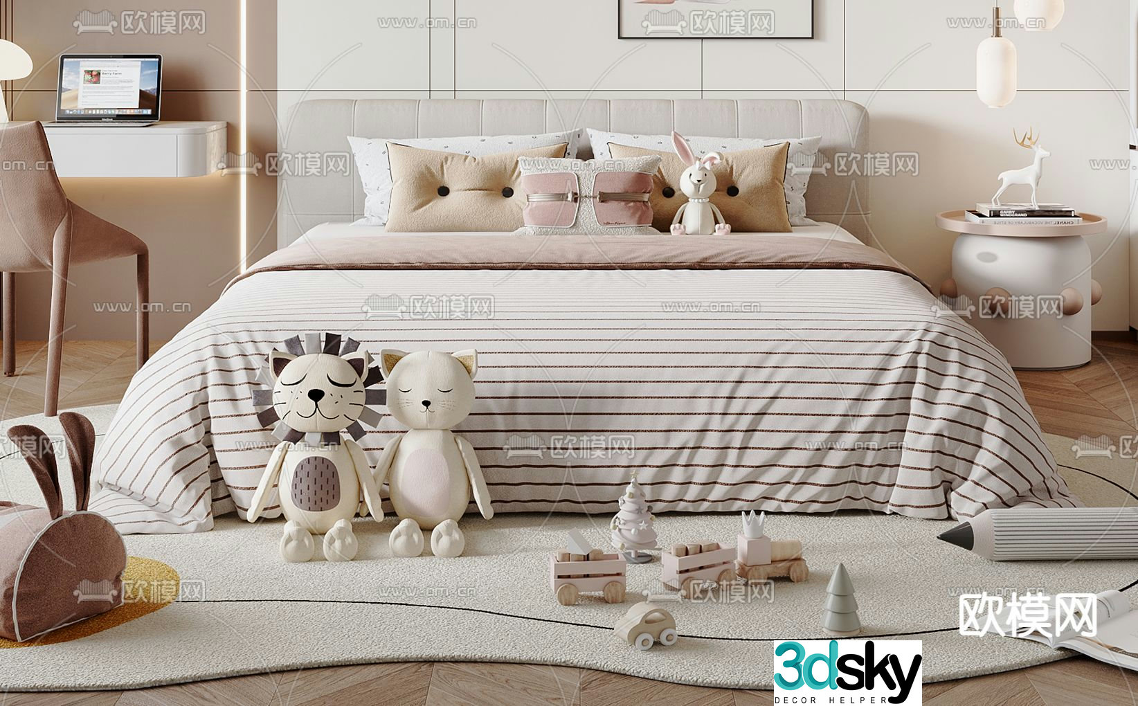 children’s bed double bed child’s bed 3d model