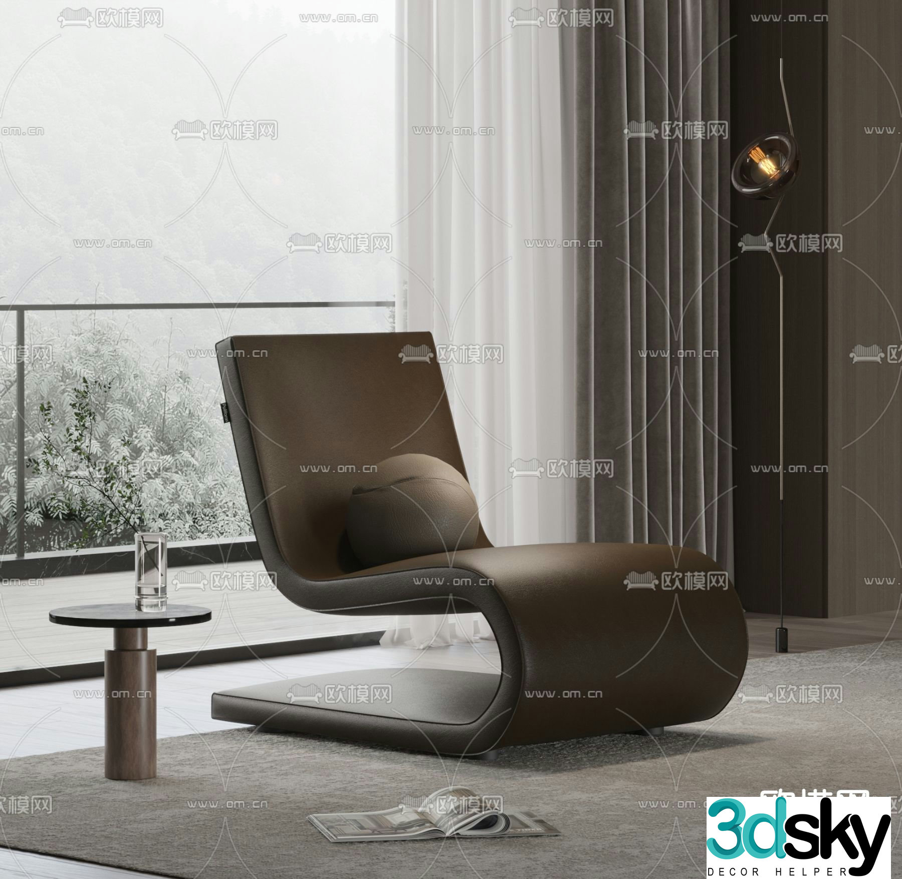 Curved chair leisure chair 3d model