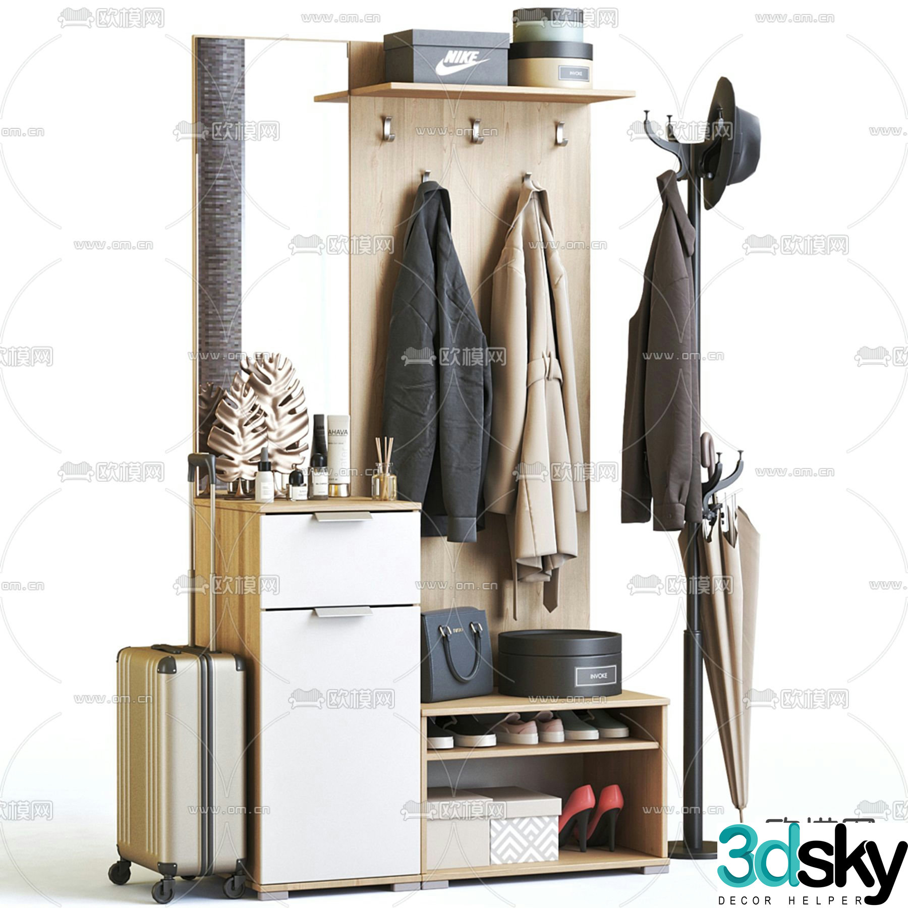Modern shoe cabinet hanger 3d model