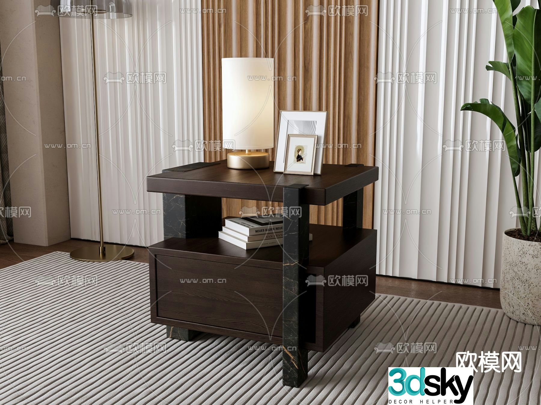 Medieval style bedside table 3d model