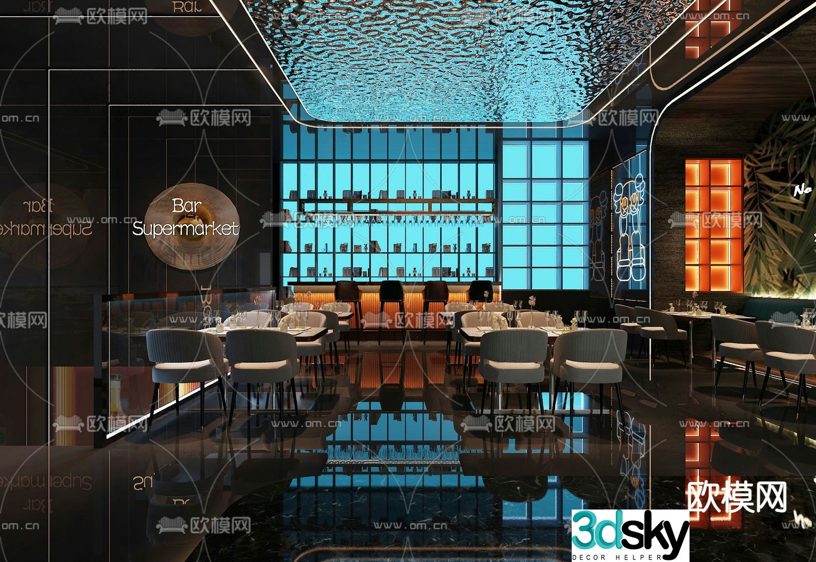 Music bar music restaurant restaurant bar 3d model
