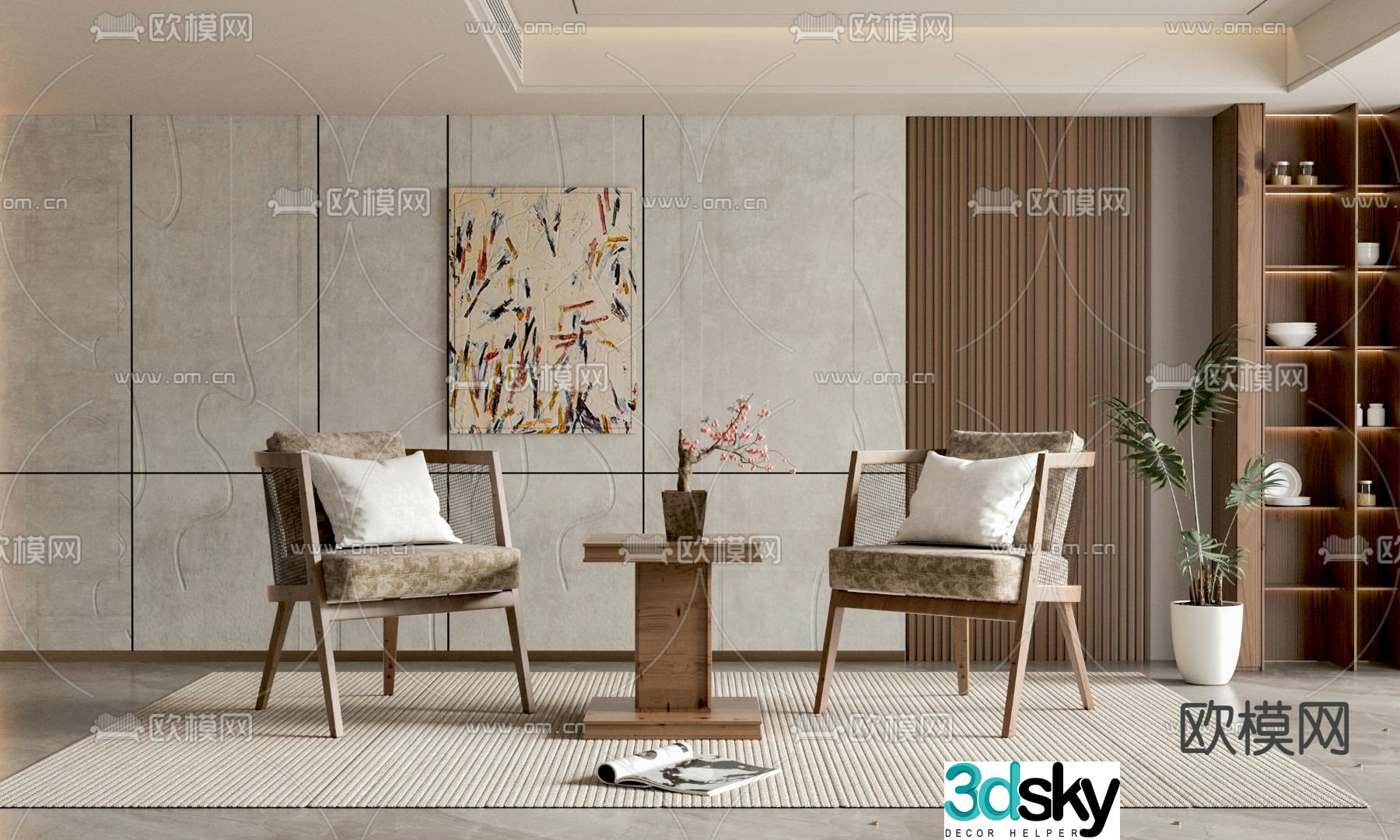 Wabi-sabi chair leisure chair 3d model