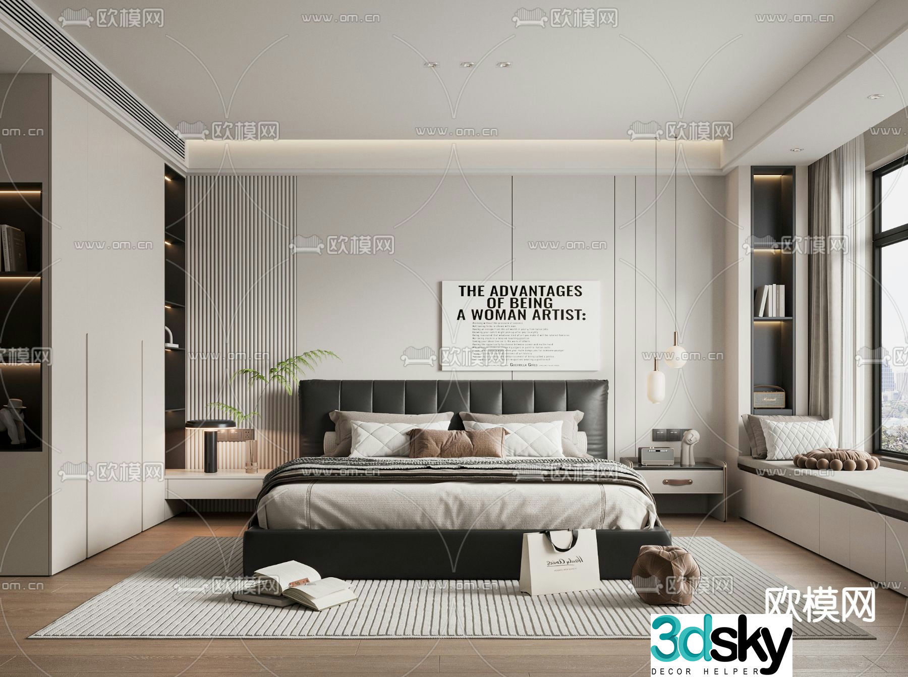 Modern bedroom master room 3d model