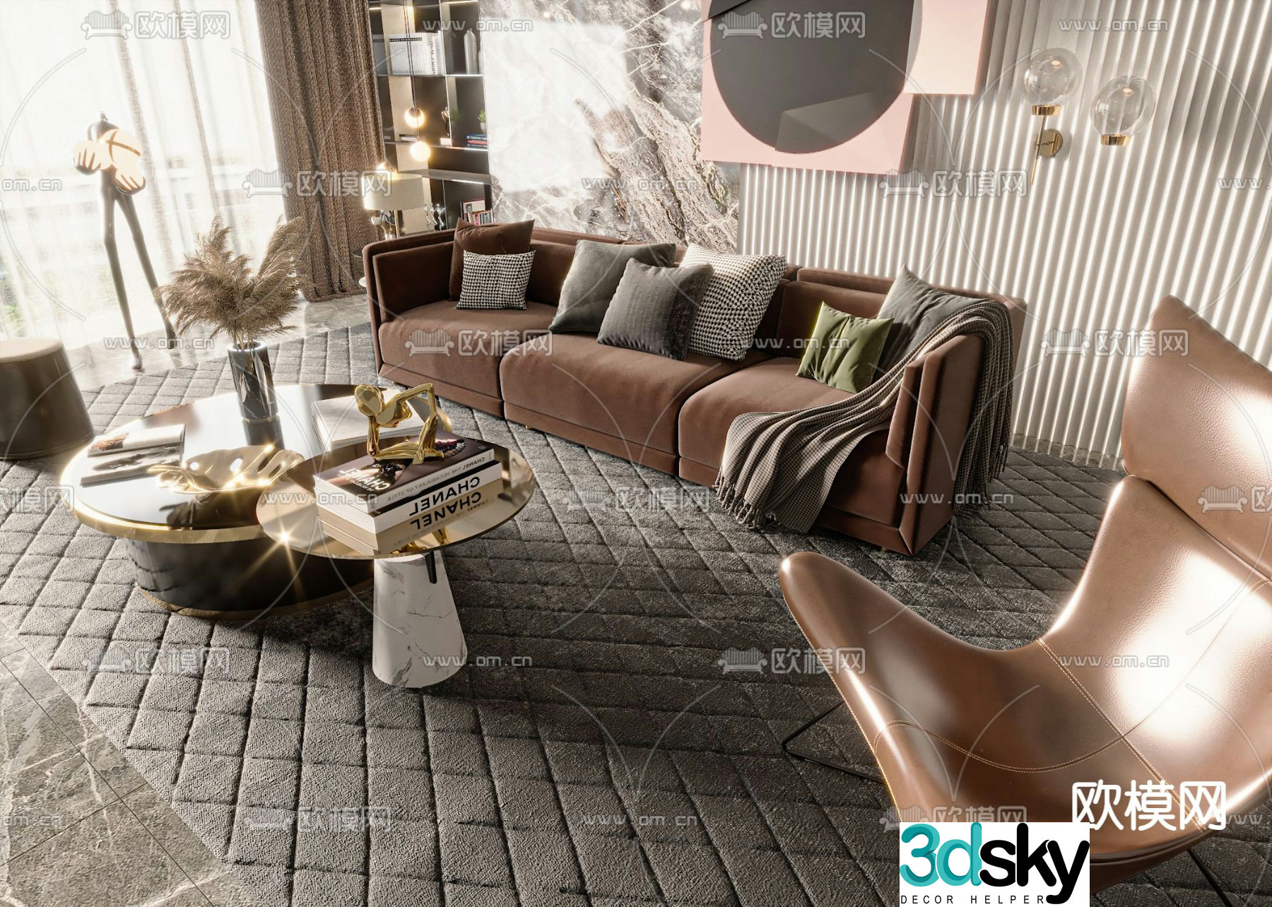 Light luxury modular sofa 3D model