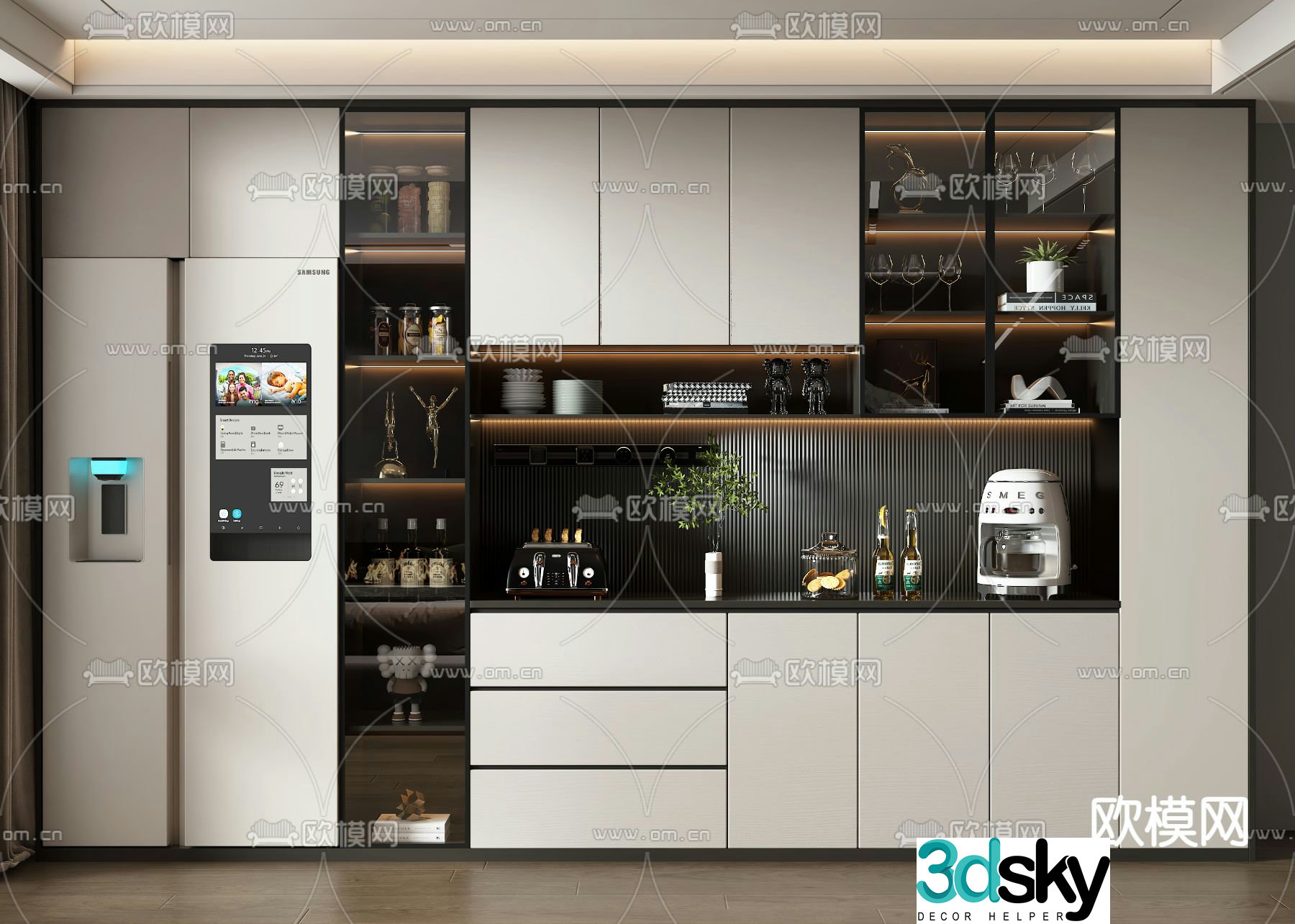 Modern wine cabinet sideboard 3D model