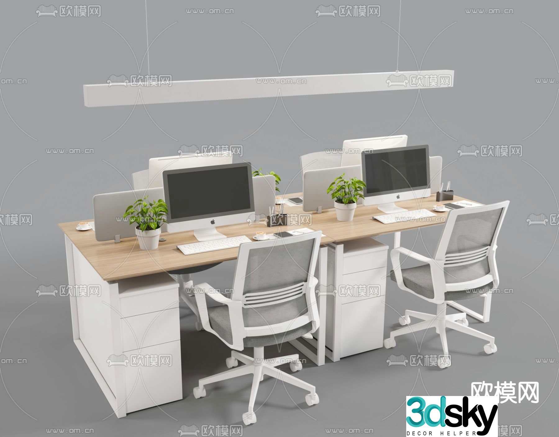 Office desk and chair work station 3d model