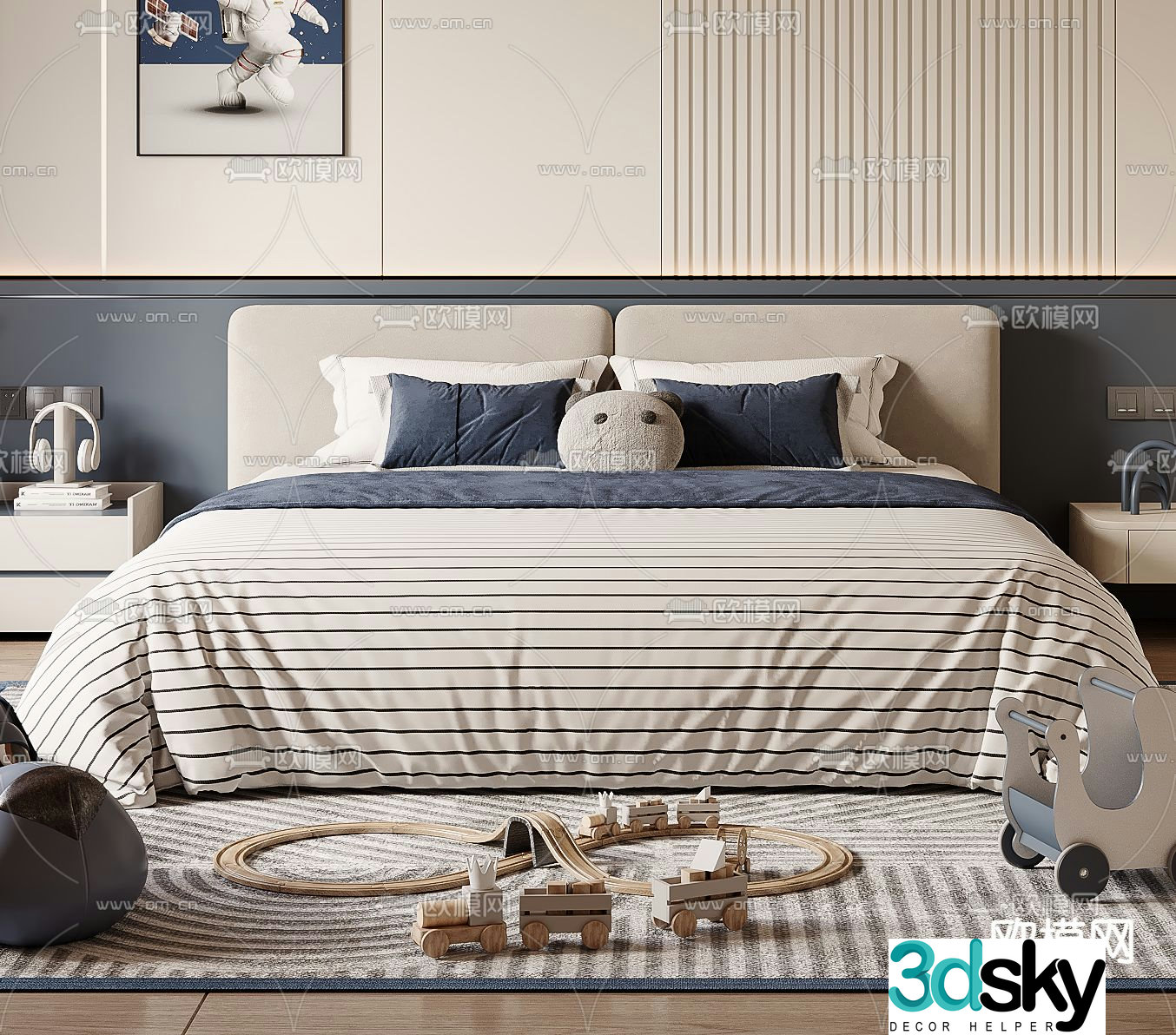 children’s bed double bed child’s bed 3d model