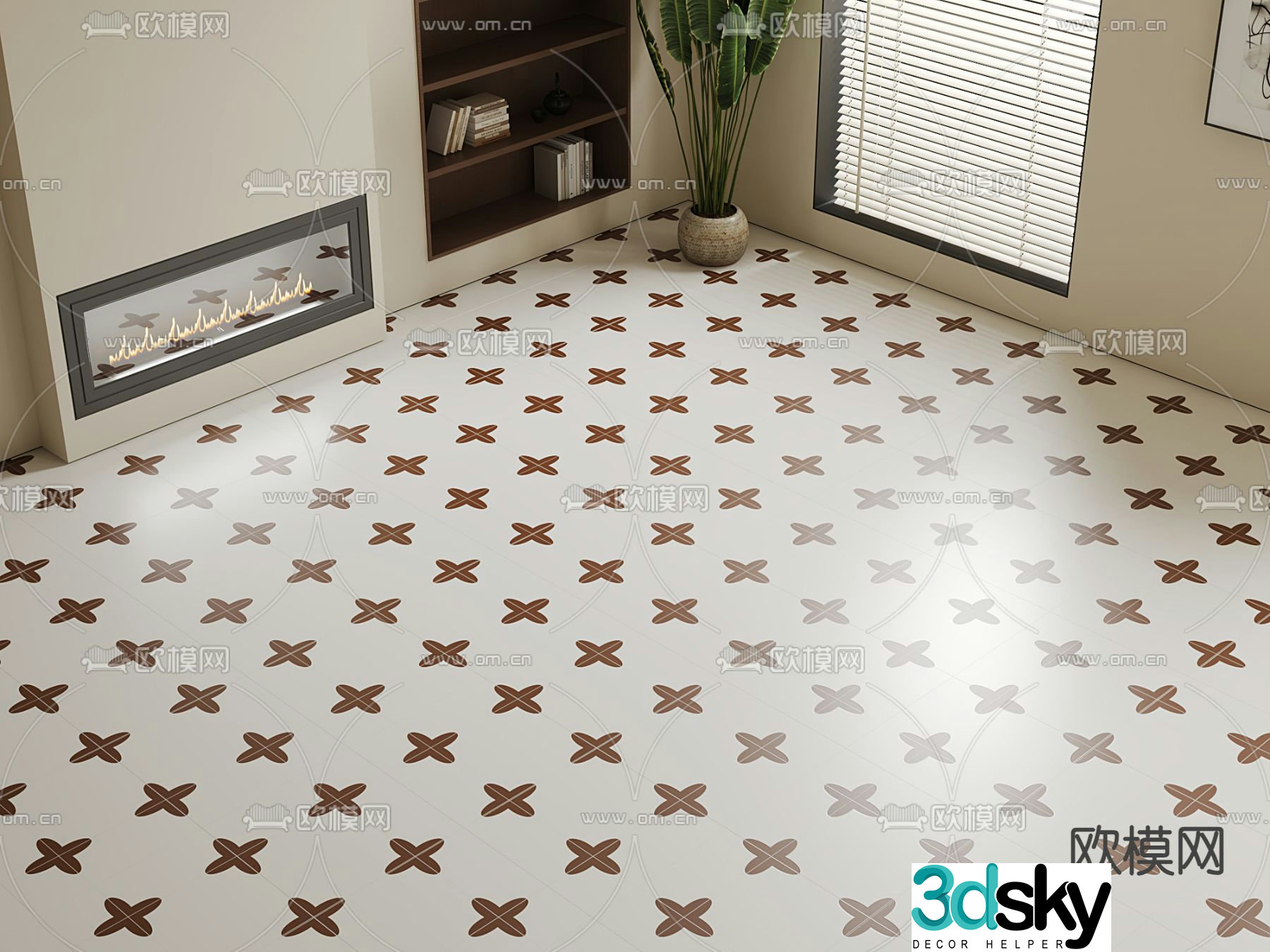 Medieval style floor tiles ceramic tiles 3d model