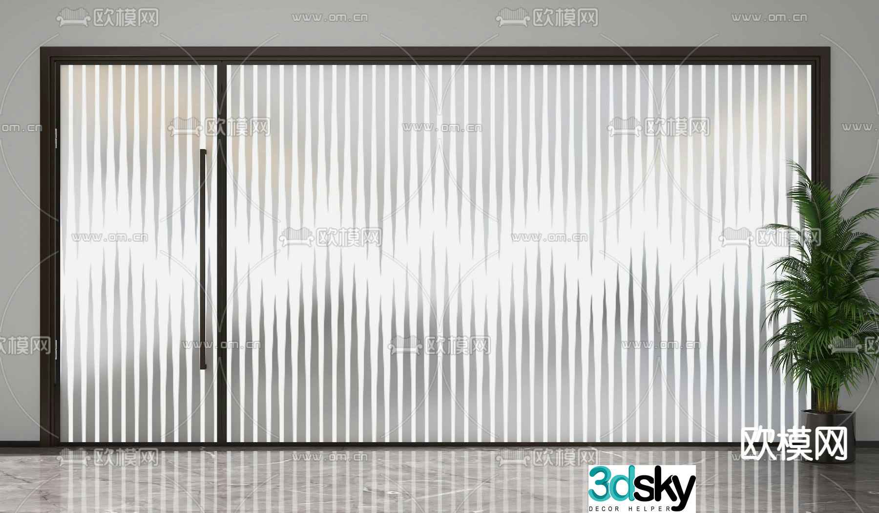 Office door Glass partition High partition 3d model