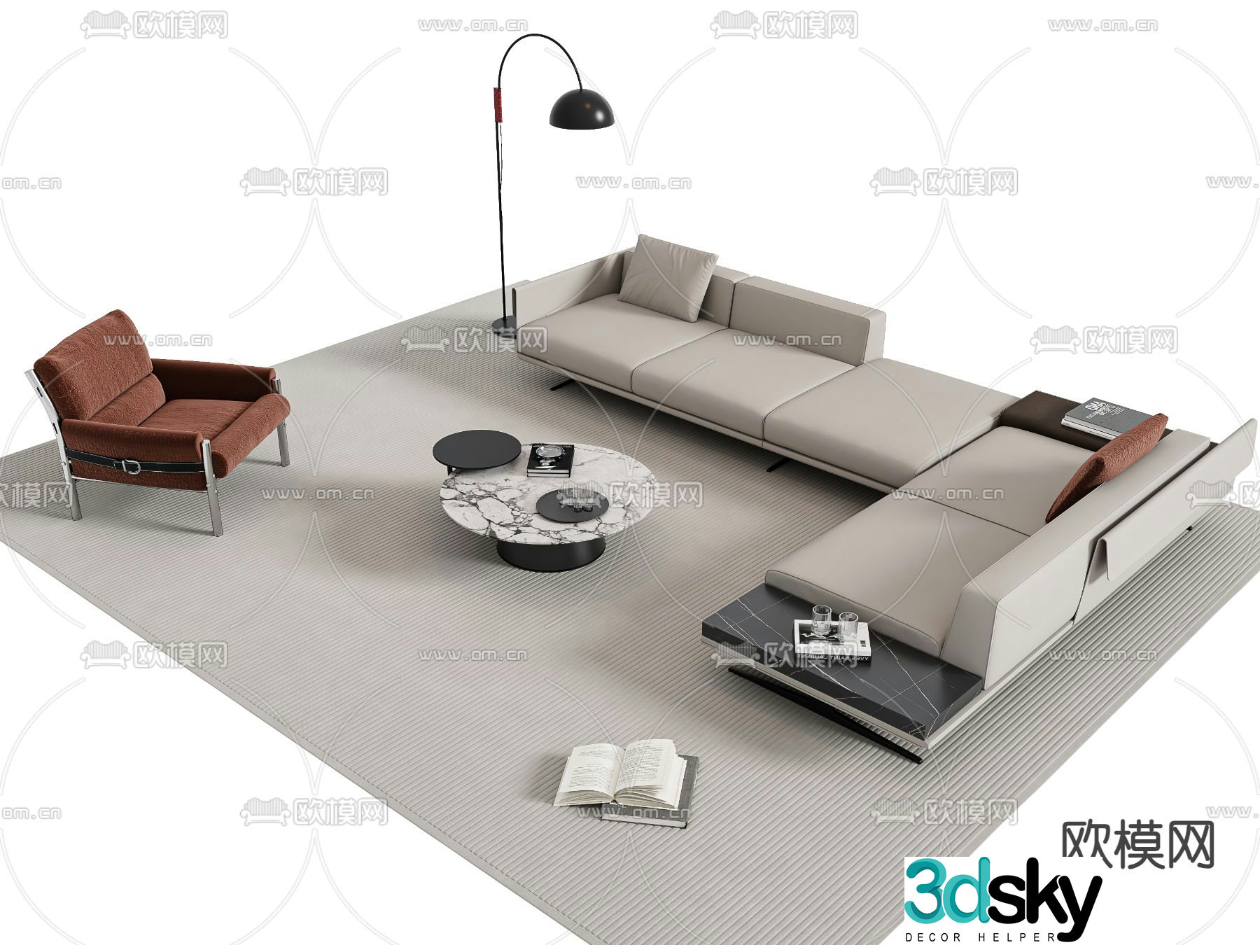 Modern sectional sofa 3d model