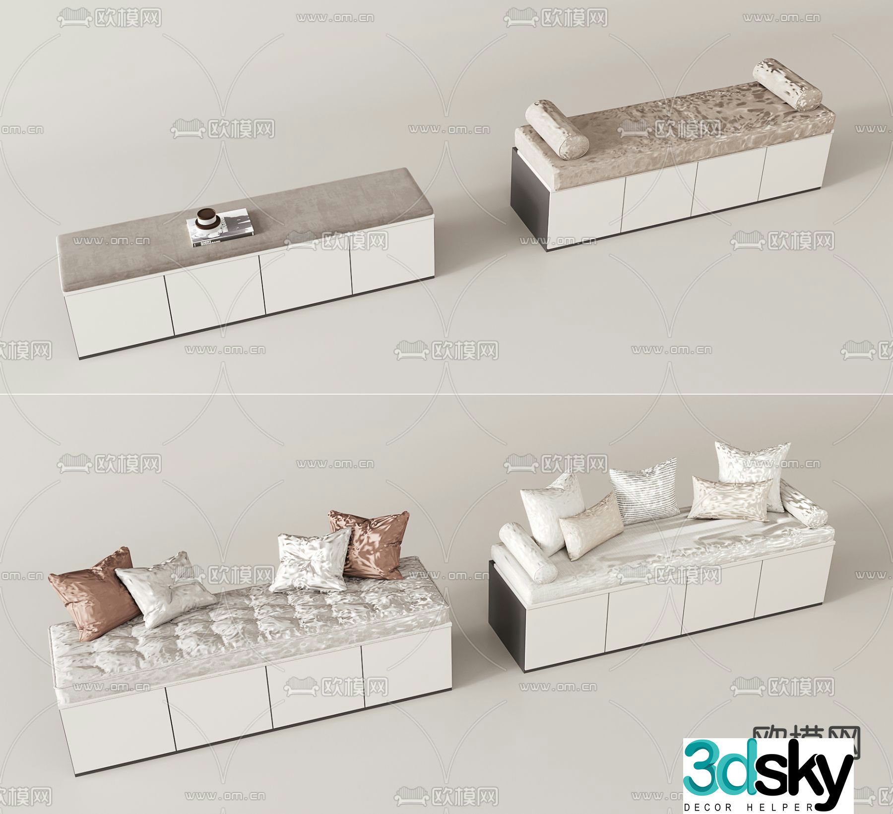 Cream style cushion bay window cushion seat cushion sofa cushion 3D model