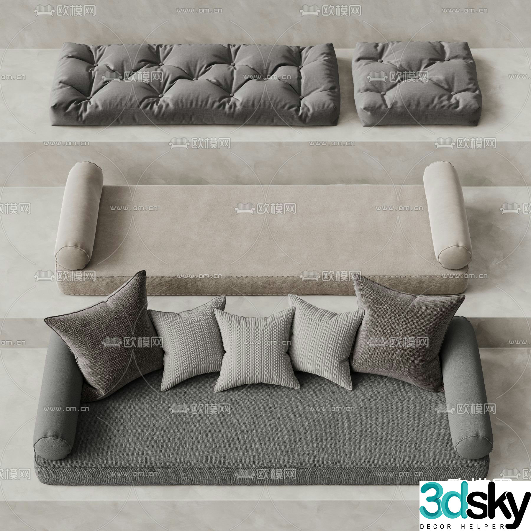 Cushion bay window cushion sofa cushion 3d model