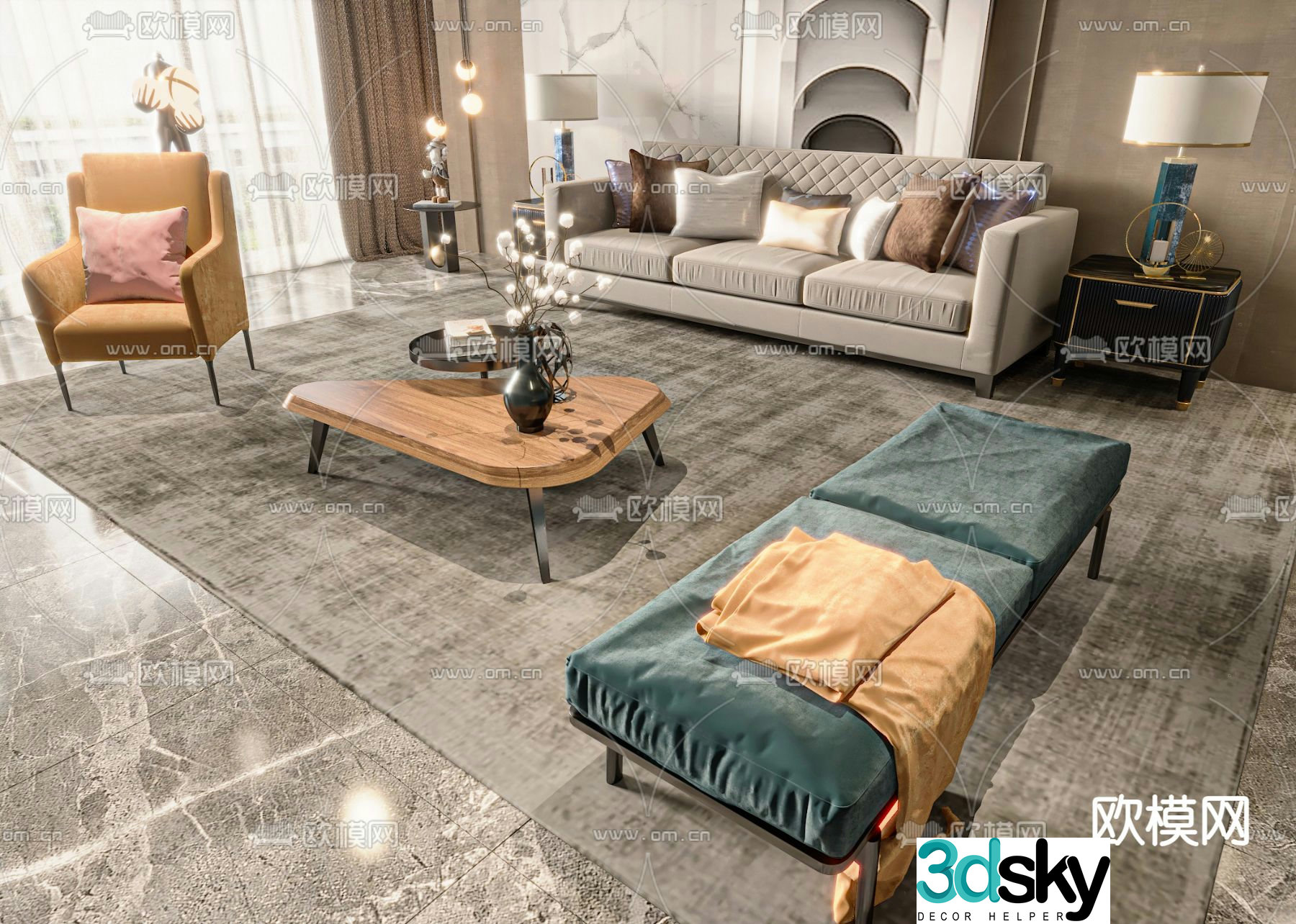 Modern sectional sofa 3d model