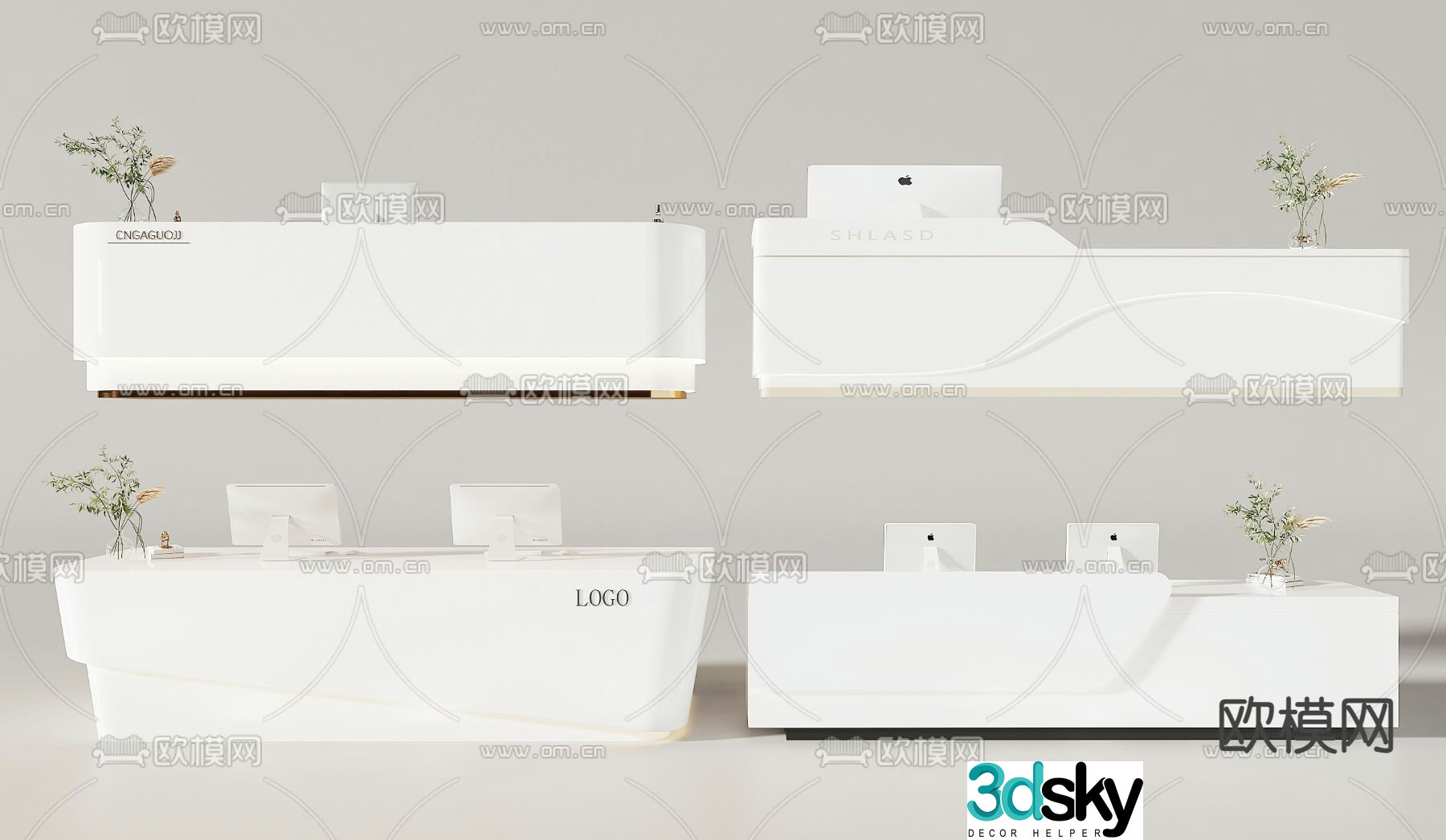 Front desk service desk reception desk information desk 3d model
