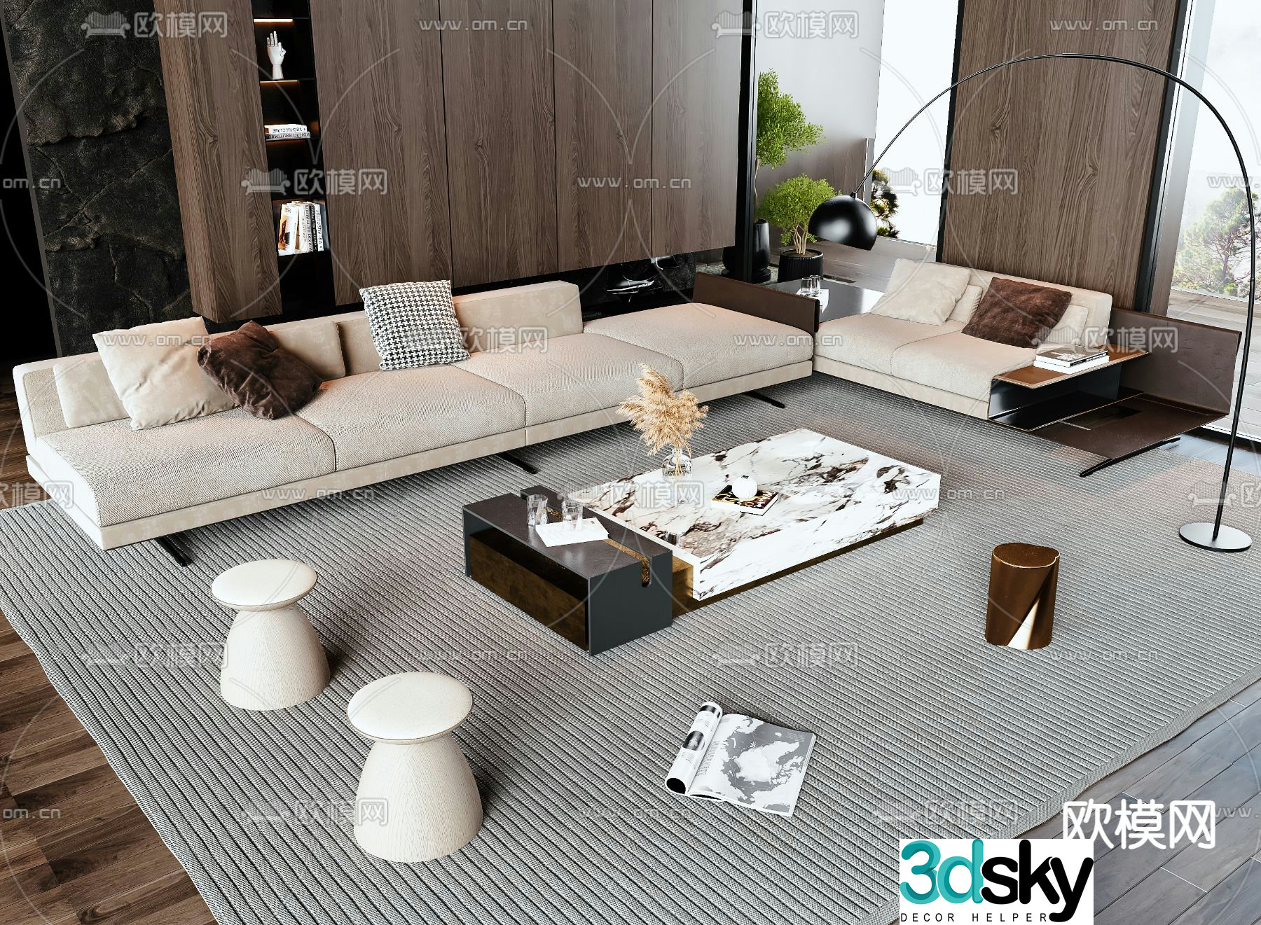 Modern sectional sofa 3d model
