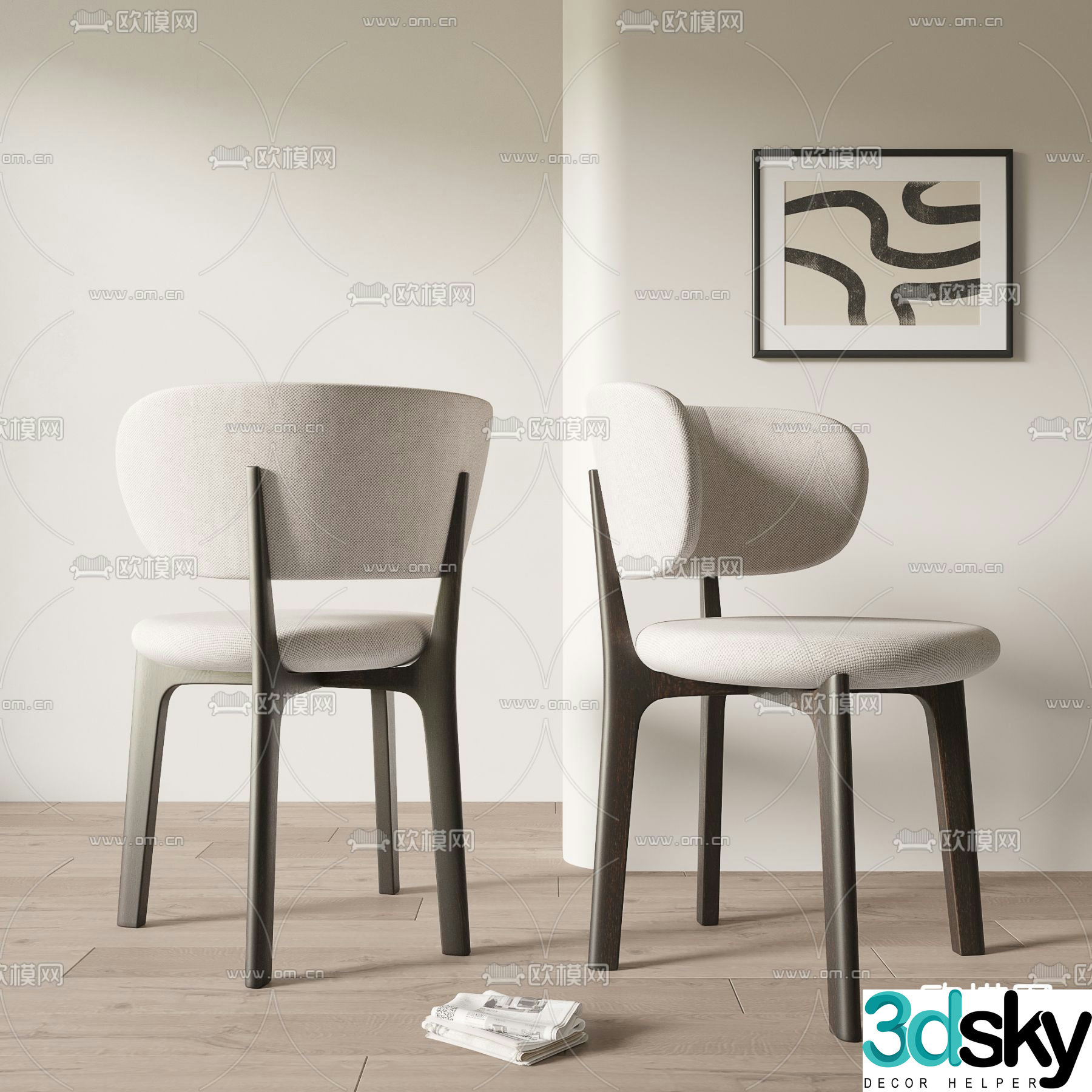 Wabi-sabi chair dining chair 3d model