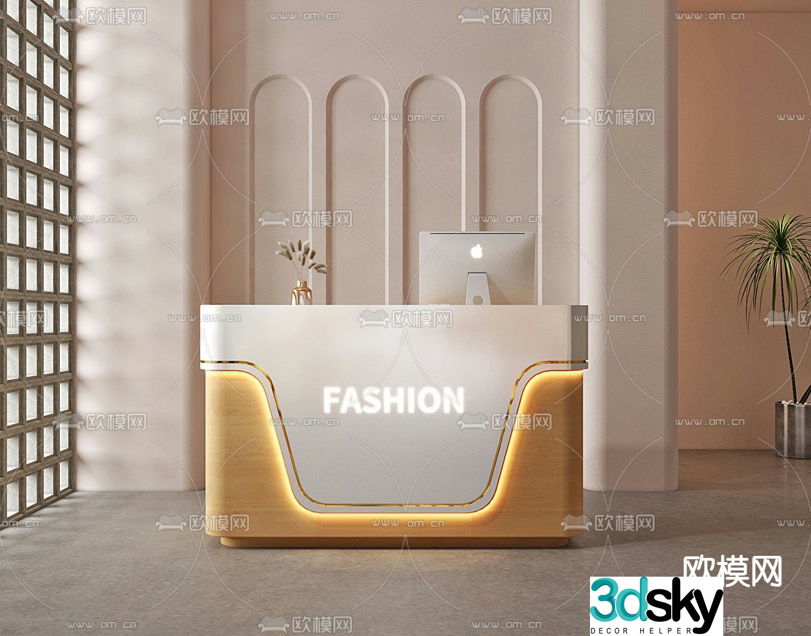 Front desk reception desk cashier desk service desk 3d model
