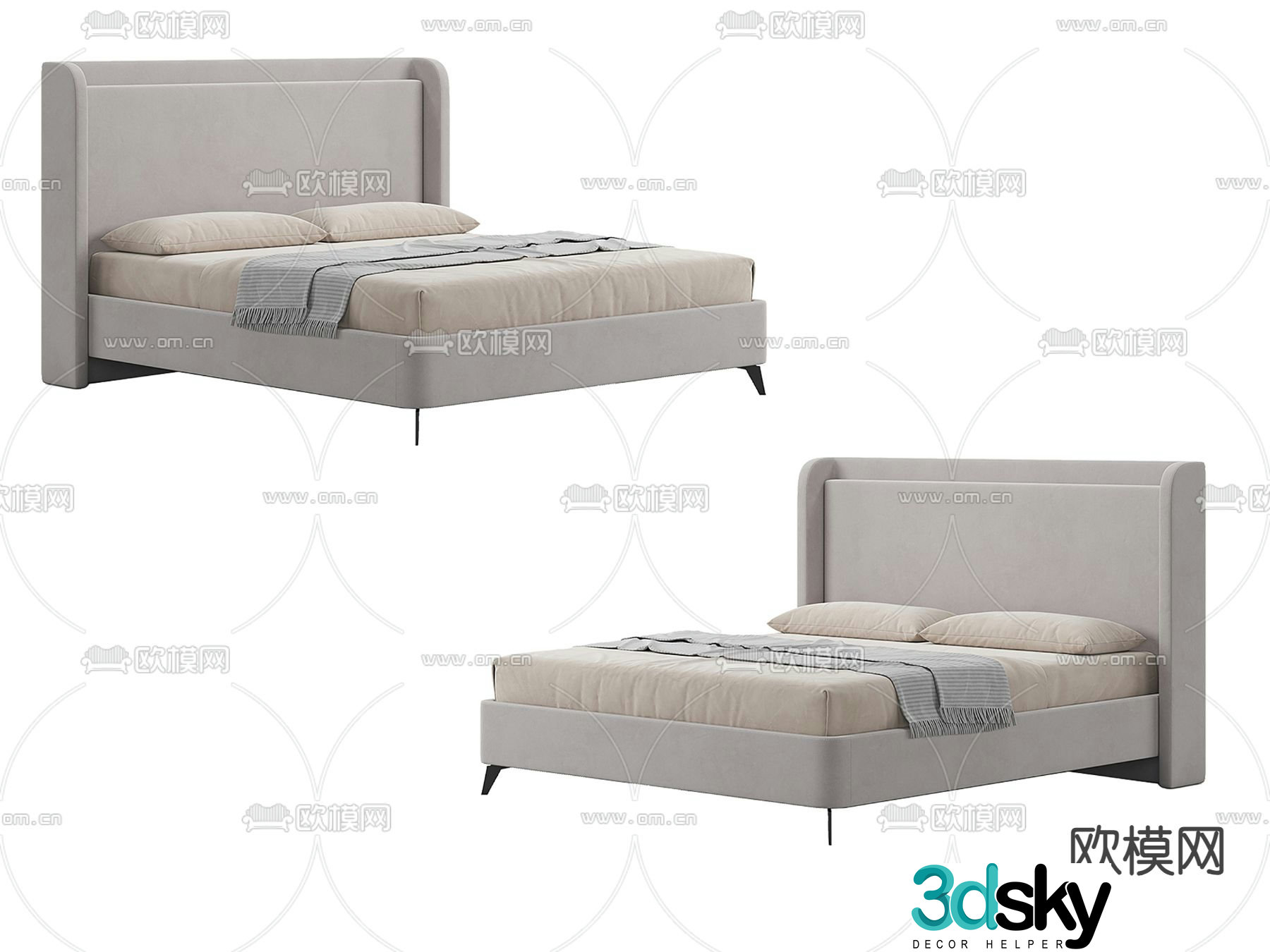 Modern double bed 3d model