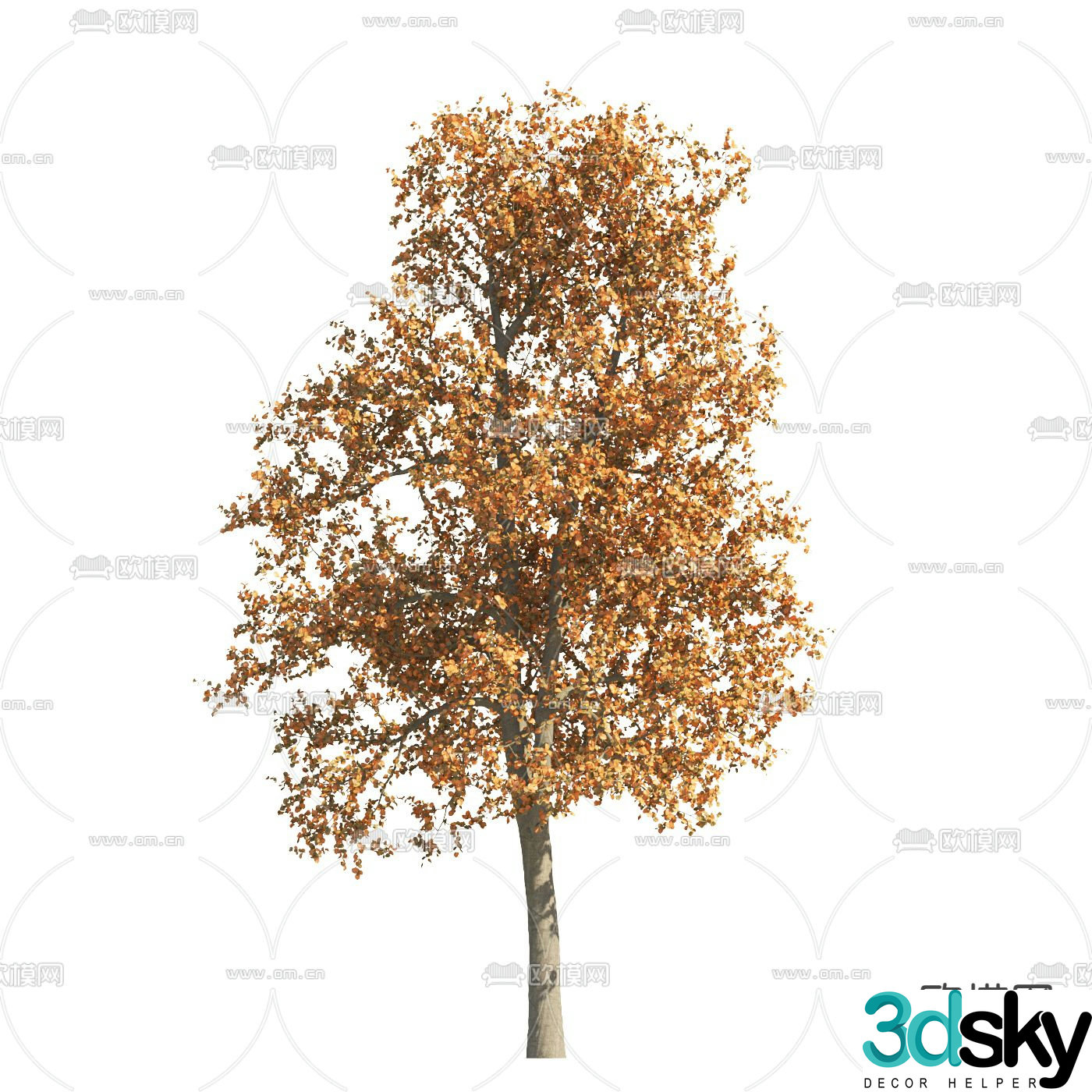 Deciduous tree Autumn tree Yellow leaf tree Landscape tree 3d model