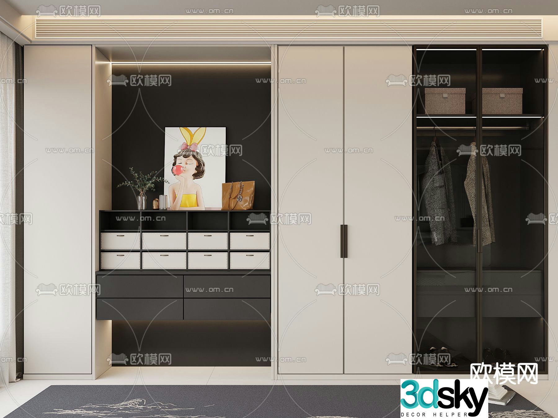 modern wardrobe wardrobe 3d model