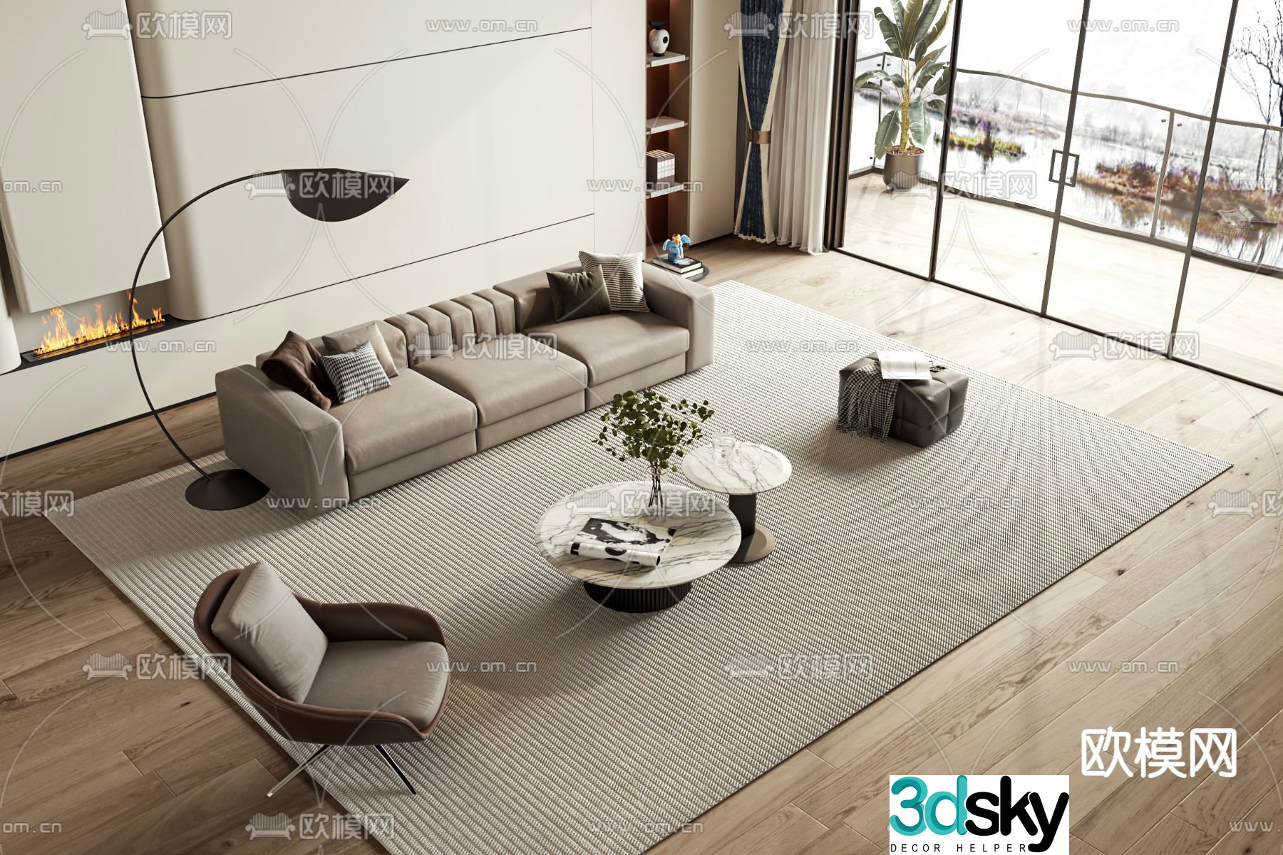 Modern sectional sofa 3d model