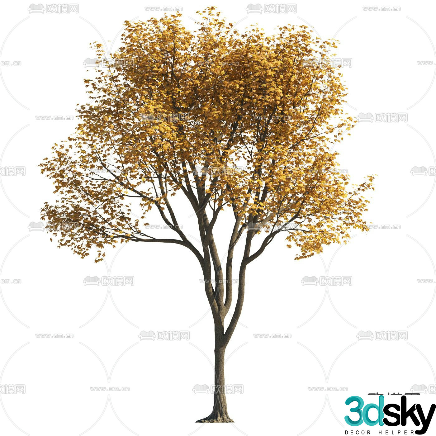 Yellow leaf tree Autumn tree Landscape tree 3d model