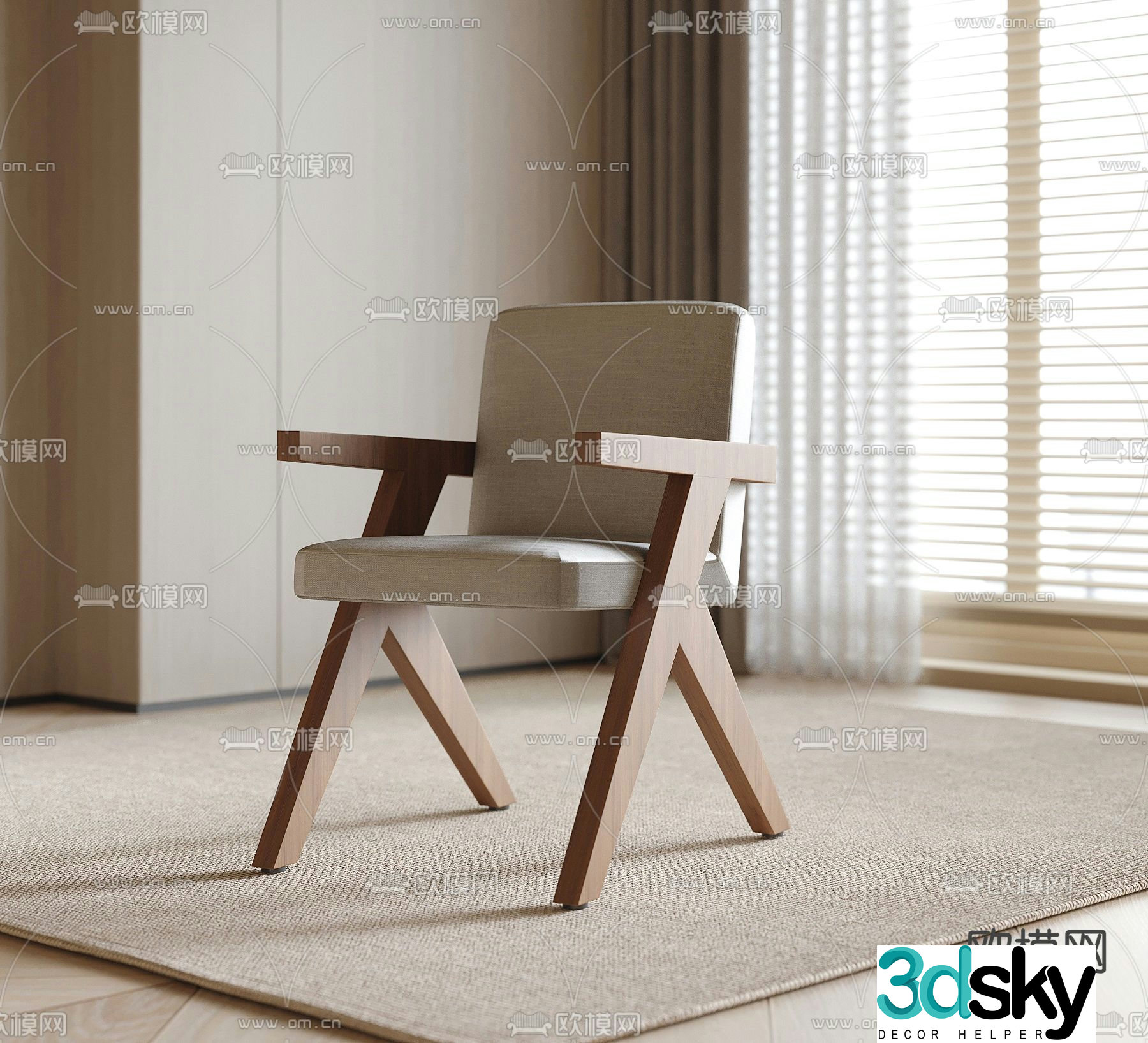 Wabi-sabi chair dining chair 3d model
