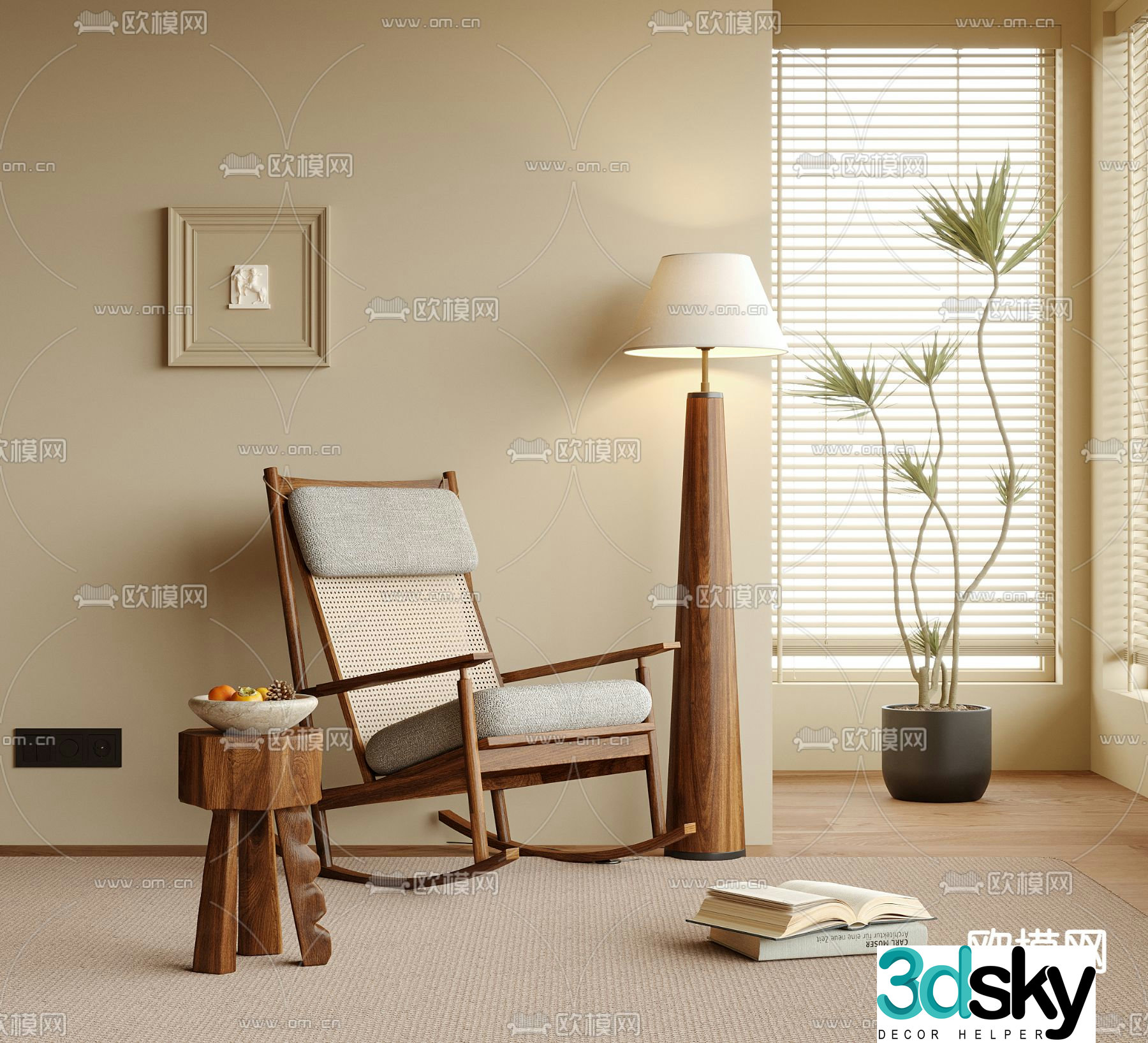 Medieval style outdoor chair rocking chair balcony chair 3d model