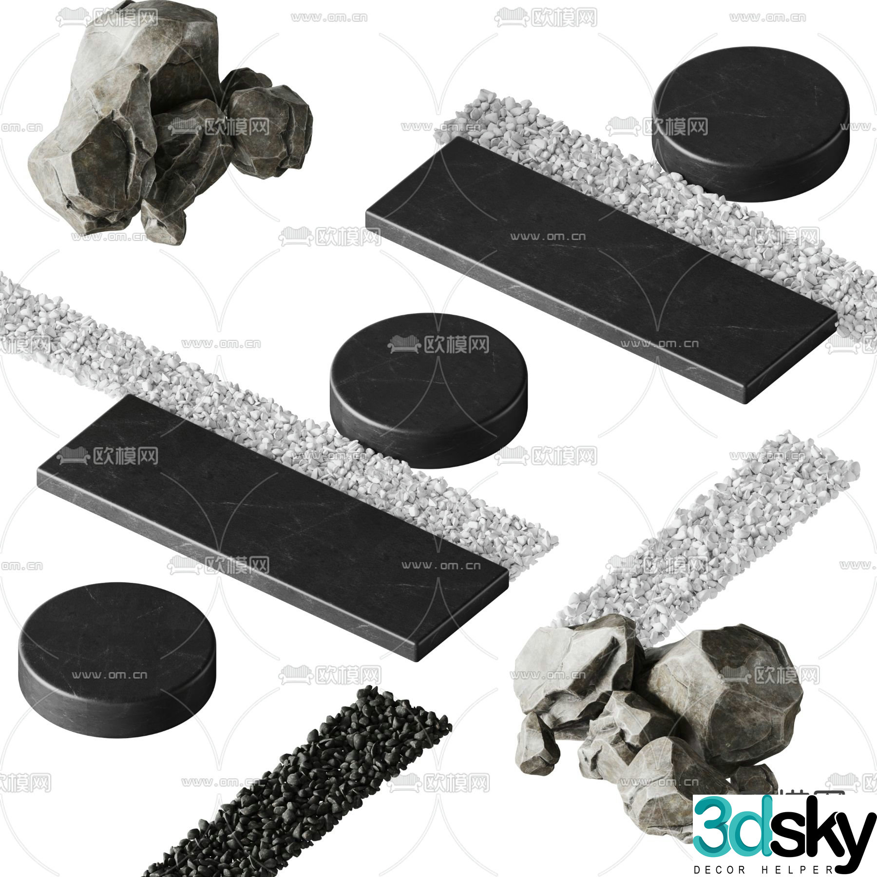 Bluestone slab path garden road paving landscape stone cobblestone 3D model