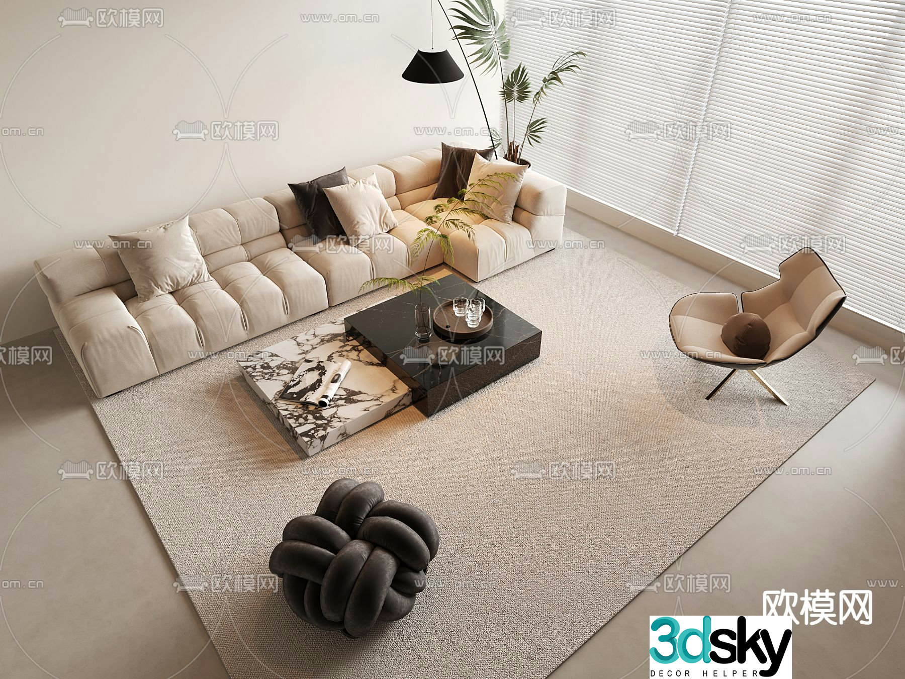 Modern sectional sofa 3d model